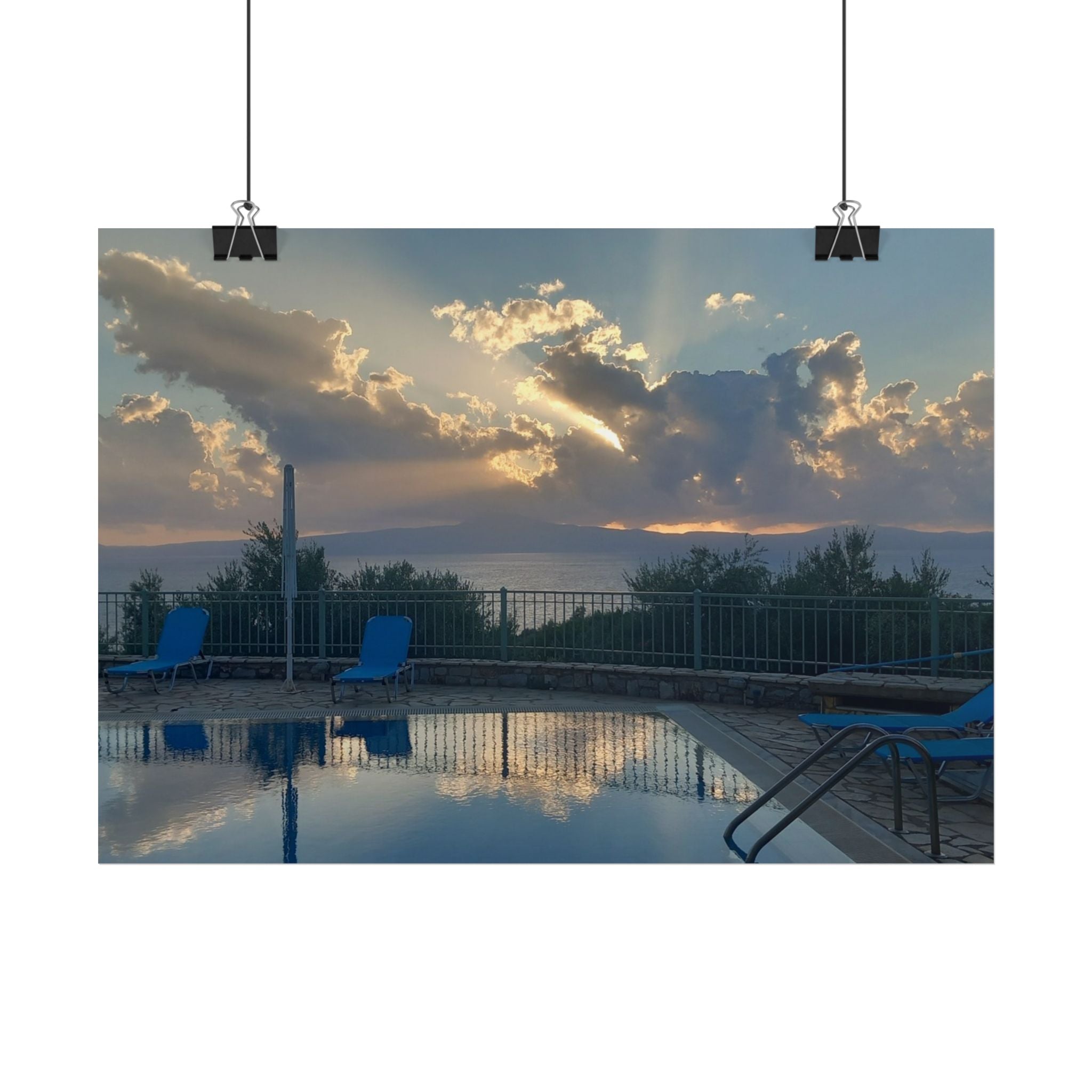 Sunset Pool Reflection Poster — Serene Seascape Wall Art