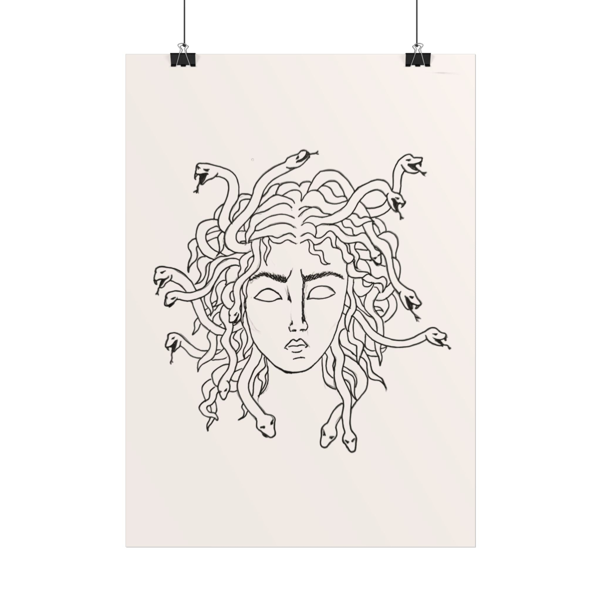 Medusa Line Art Poster — Minimal Mythological Wall Art