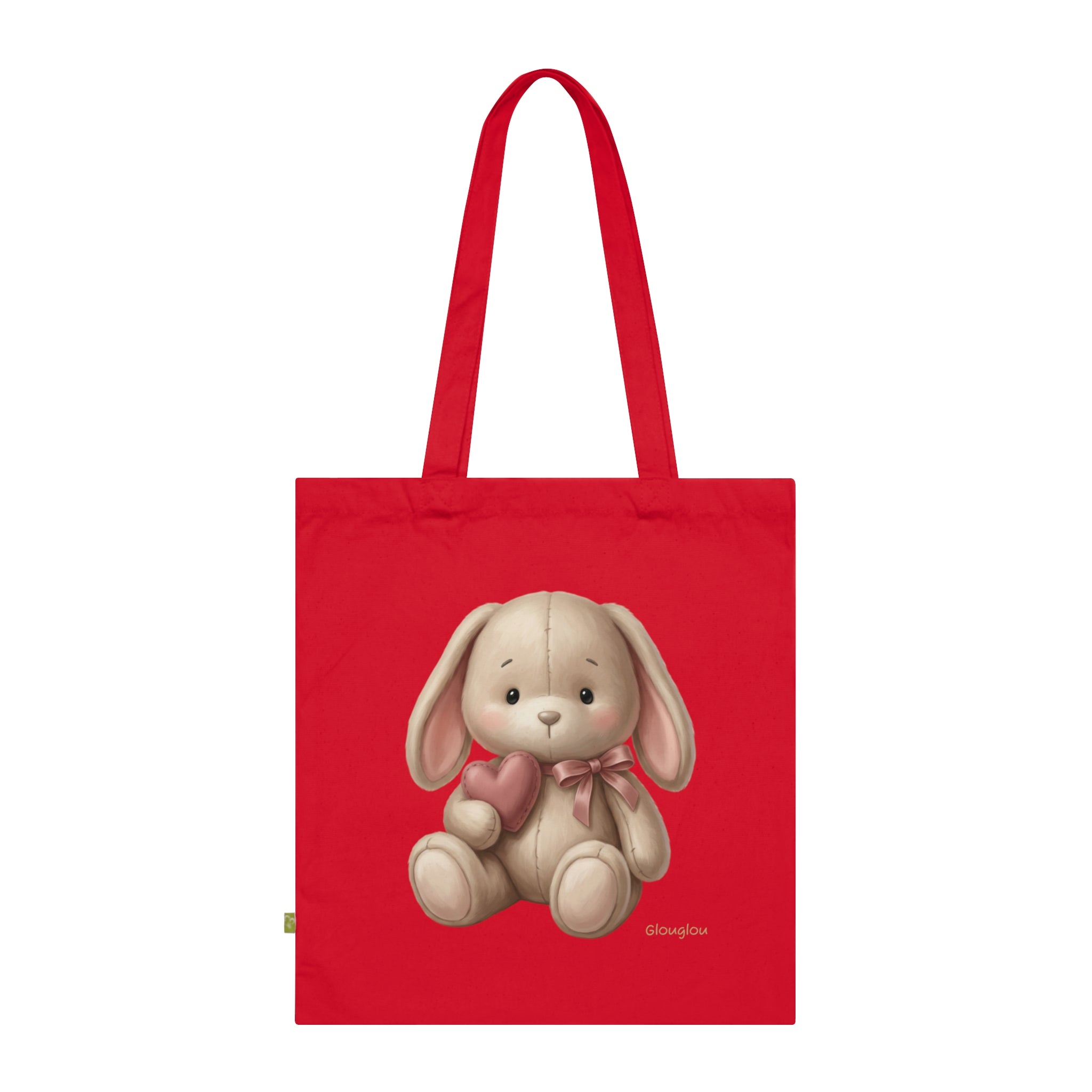 Navy Tote Bag with Cute Plush Bunny Illustration – Kid-Friendly Gift Tote