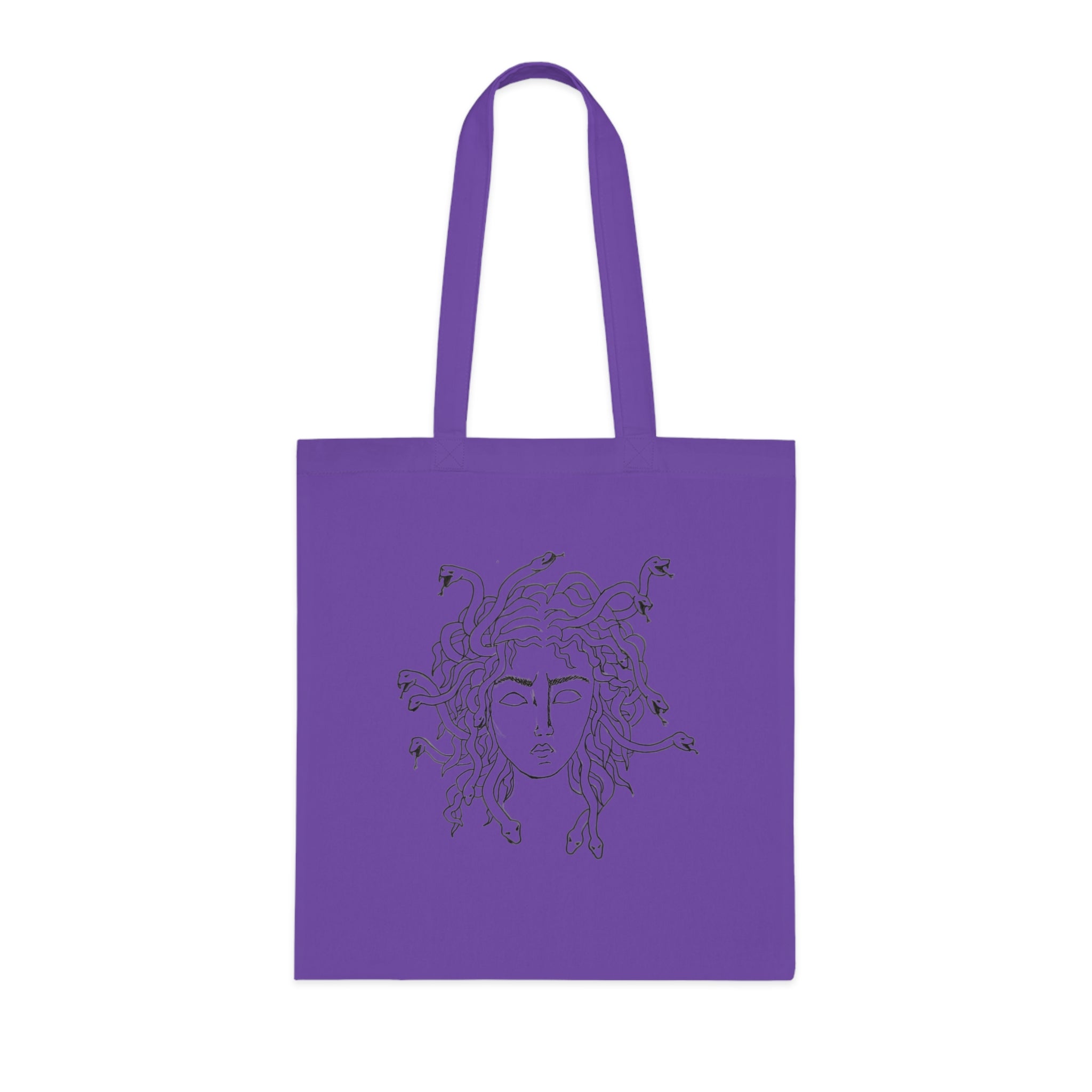 Medusa Line Art Cotton Tote Bag – Mythical Greek Goddess Illustration