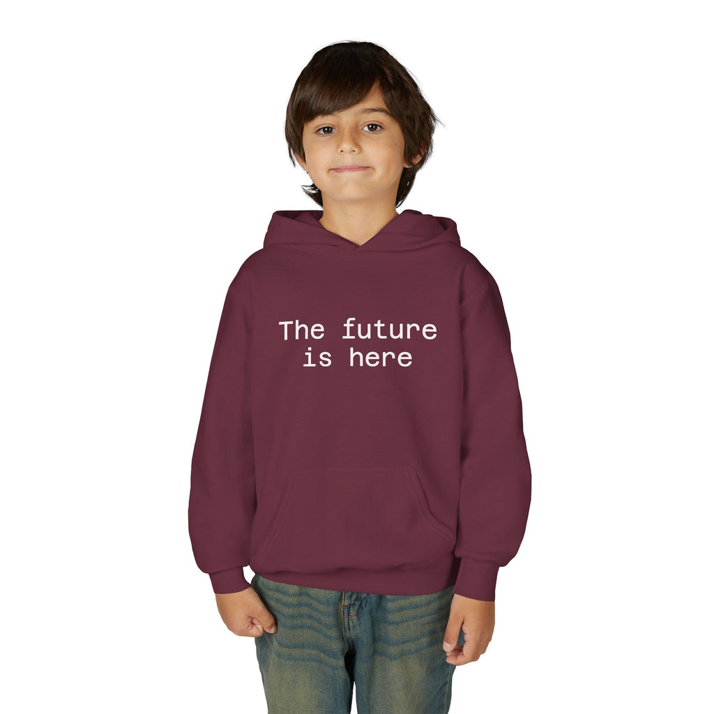 Youth Hoodie “The Future Is Here” Minimalist Slogan Sweatshirt