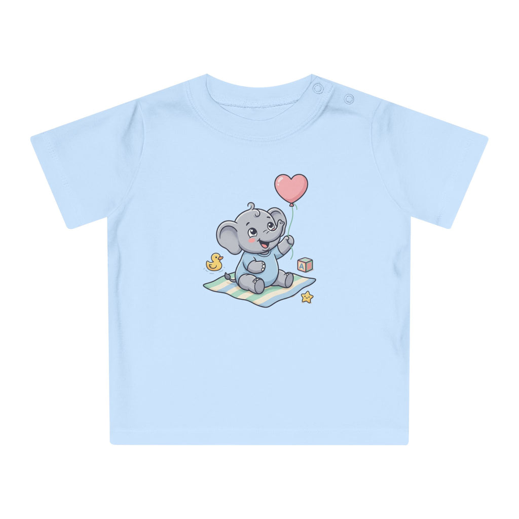 Cute Elephant Baby Tee — Heart Balloon Nursery Shirt for Newborns & Baby Showers