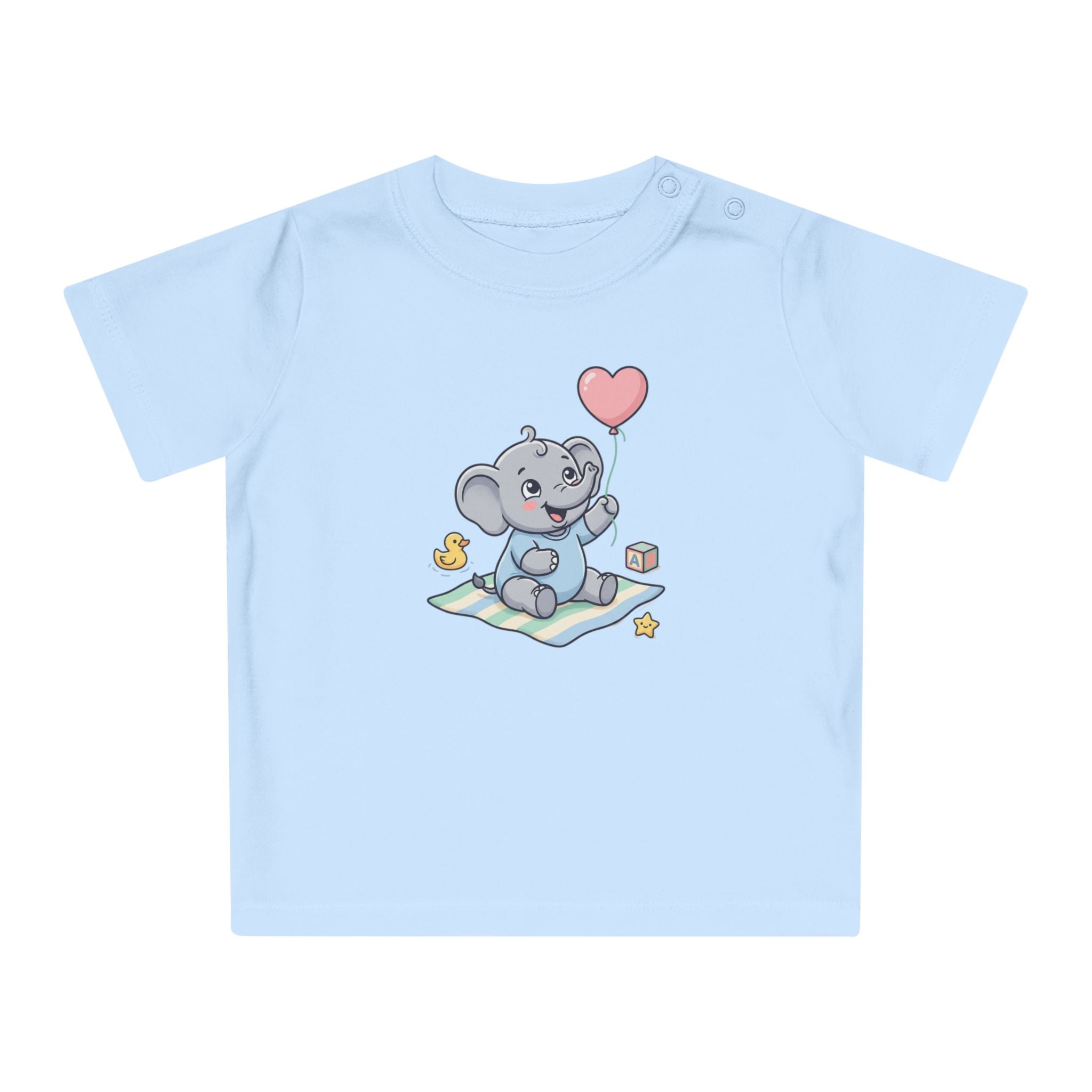 Cute Elephant Baby Tee — Heart Balloon Nursery Shirt for Newborns & Baby Showers