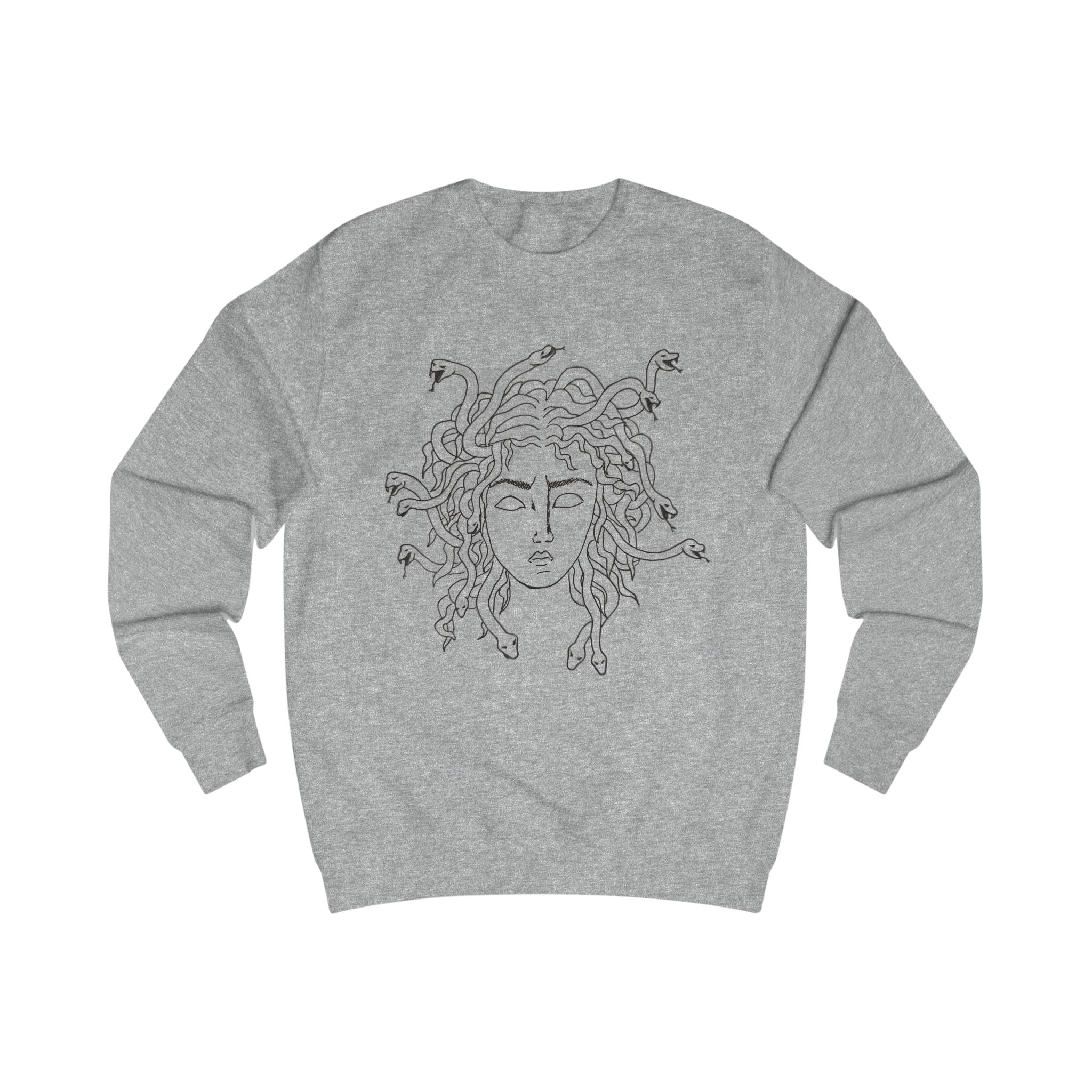 Medusa Line Art Sweatshirt — Mythical Snake-Head Graphic Crewneck