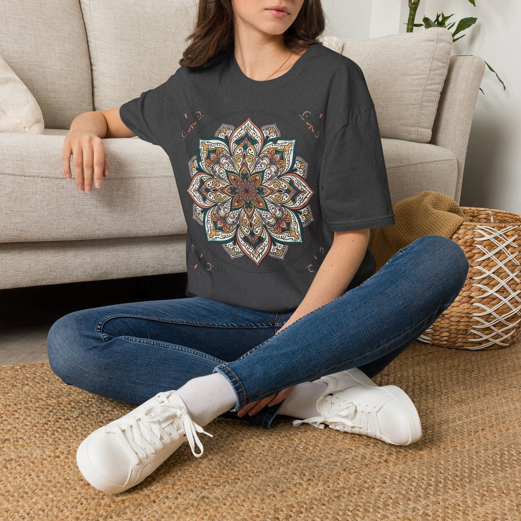 Mandala Floral T-Shirt — Boho Lotus Graphic Tee for Women & Men