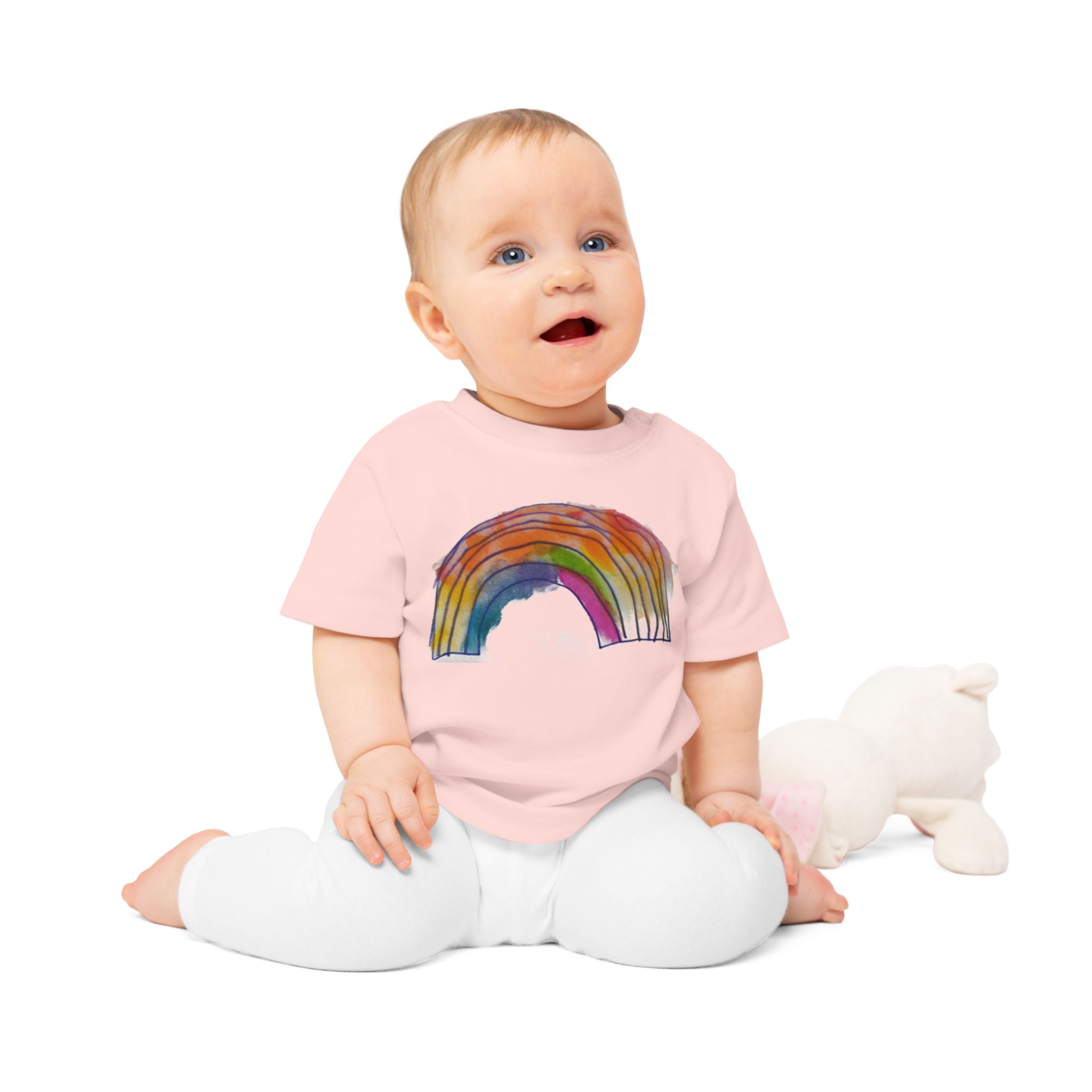 Baby T-Shirt — Hand-Drawn Watercolor Rainbow Toddler Tee