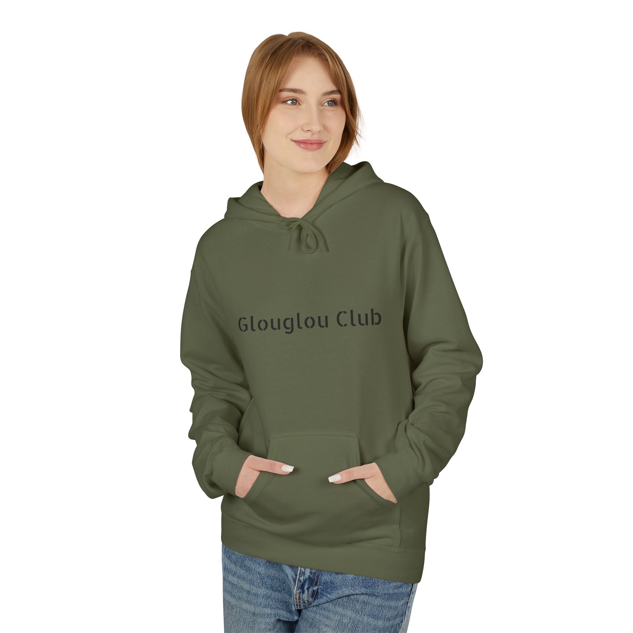 Glouglou Club Hoodie | Minimal Text Logo Pullover