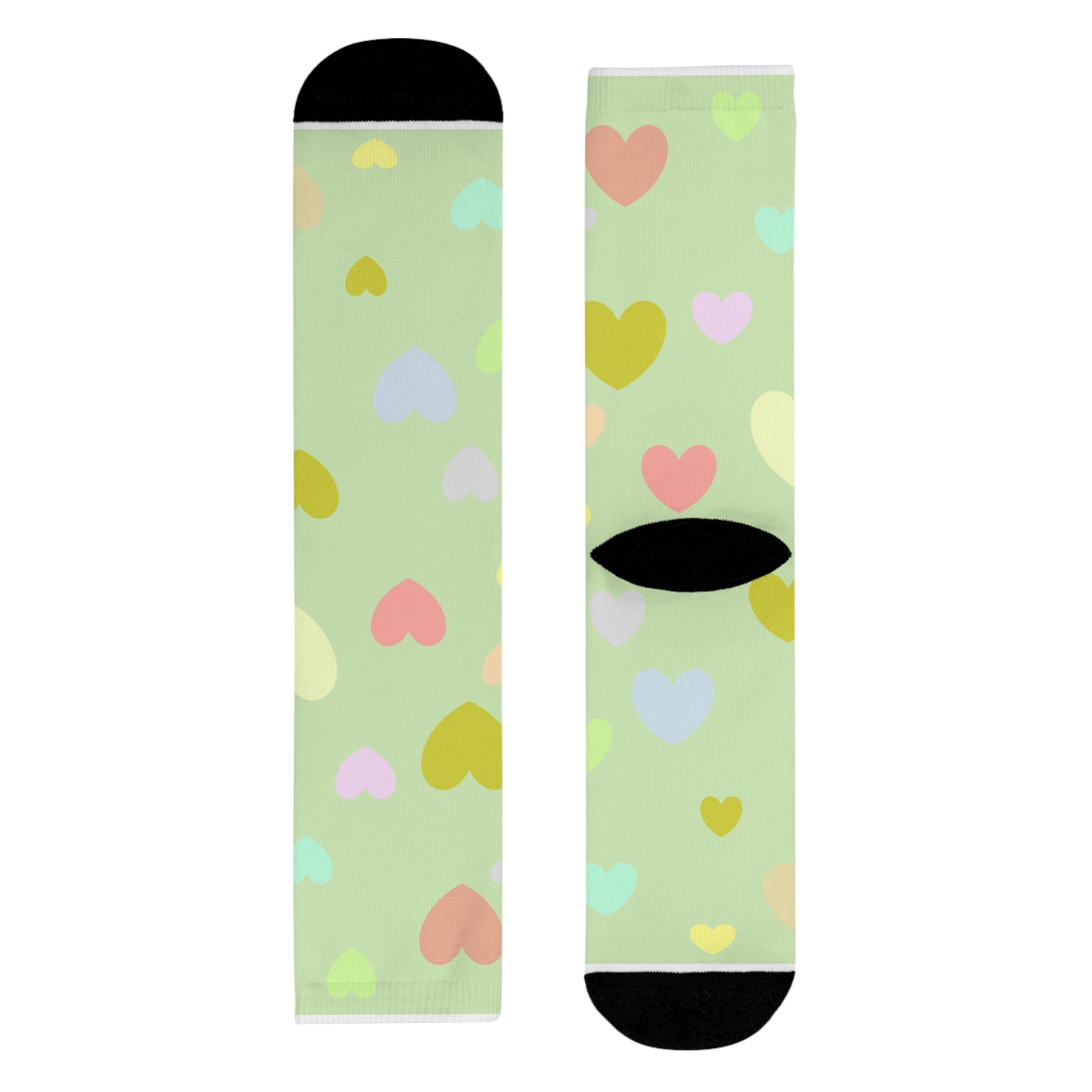 Pastel Heart Crew Socks — Cute Sublimation Socks for Women & Teens