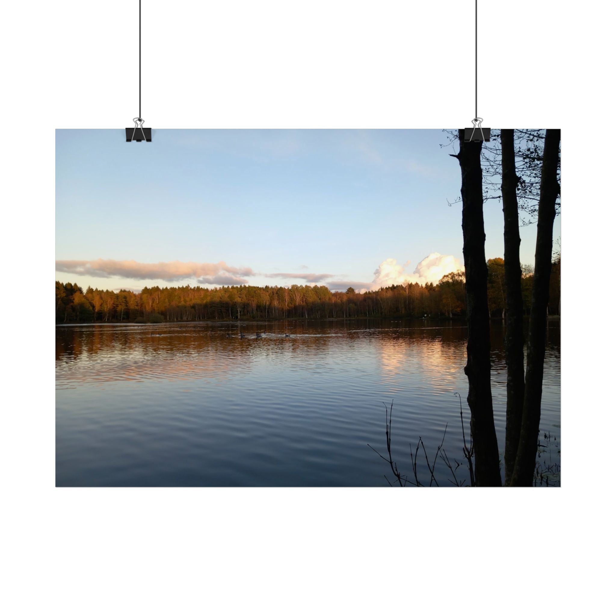 Calm Lakeside Sunset Poster — Tranquil Nature Wall Art