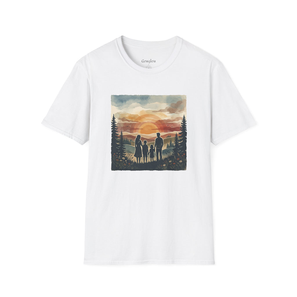 Family Sunset T‑Shirt — Silhouette Camping Sunset Graphic Tee