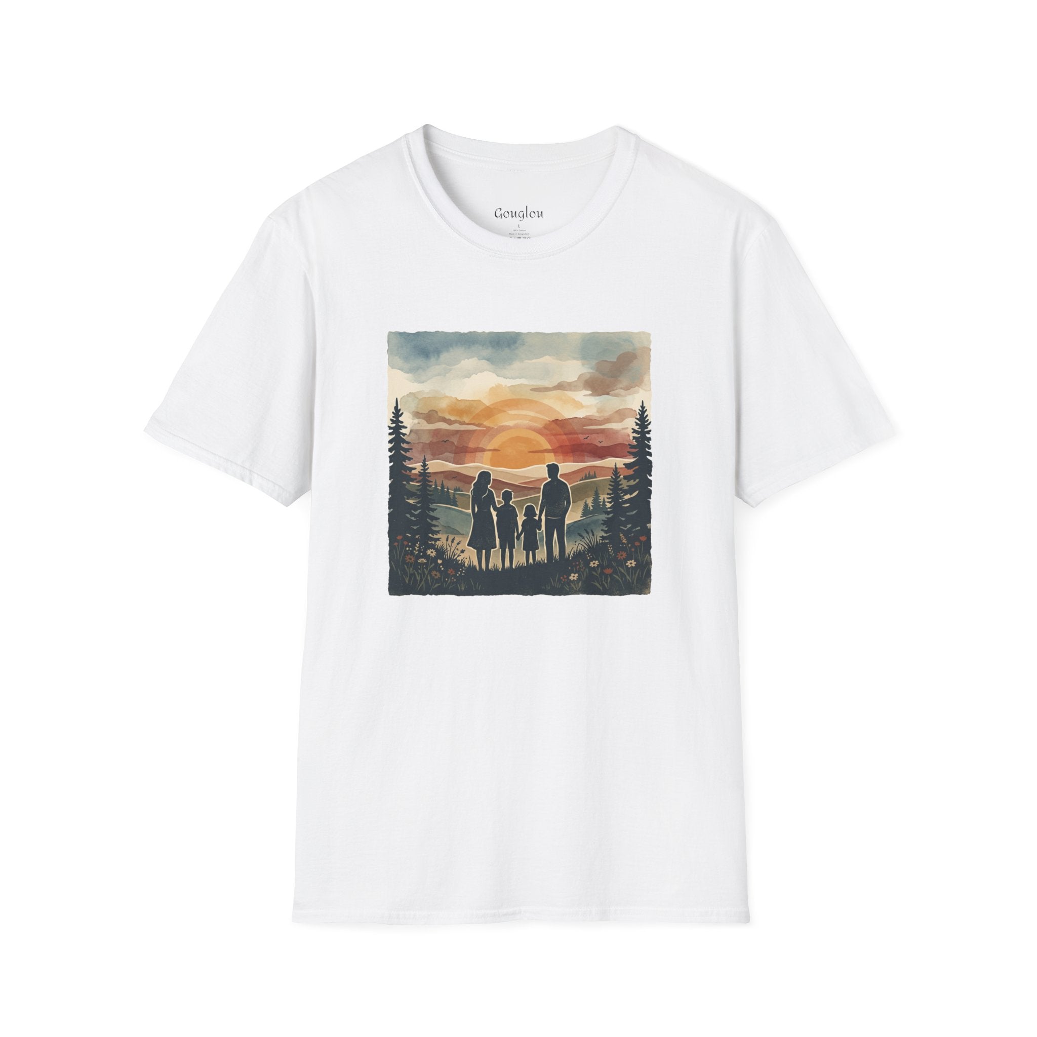 Family Sunset T‑Shirt — Silhouette Camping Sunset Graphic Tee