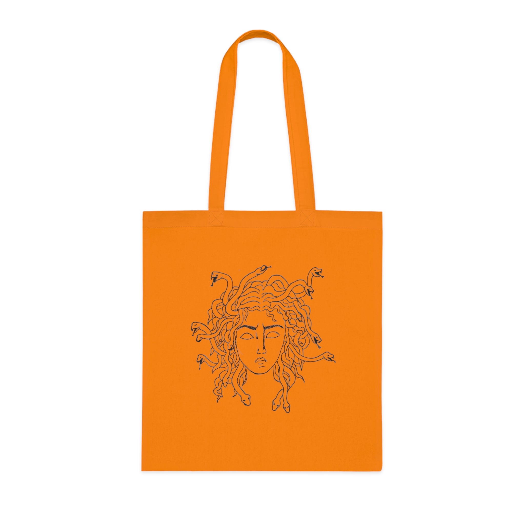 Medusa Line Art Cotton Tote Bag – Mythical Greek Goddess Illustration