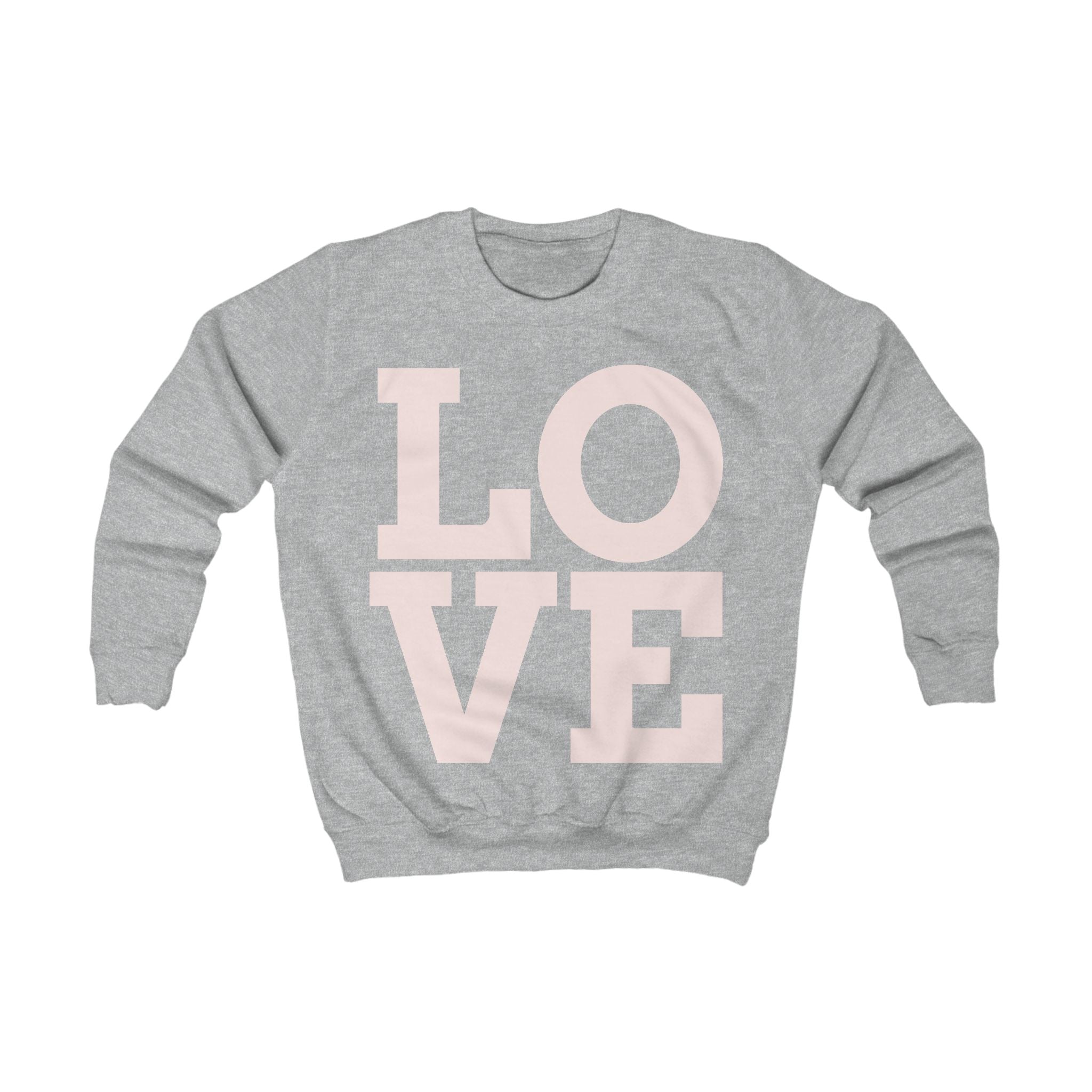 Kids Sweatshirt "LOVE" Bold Pastel Graphic – Cozy Grey Pullover for Girls & Boys