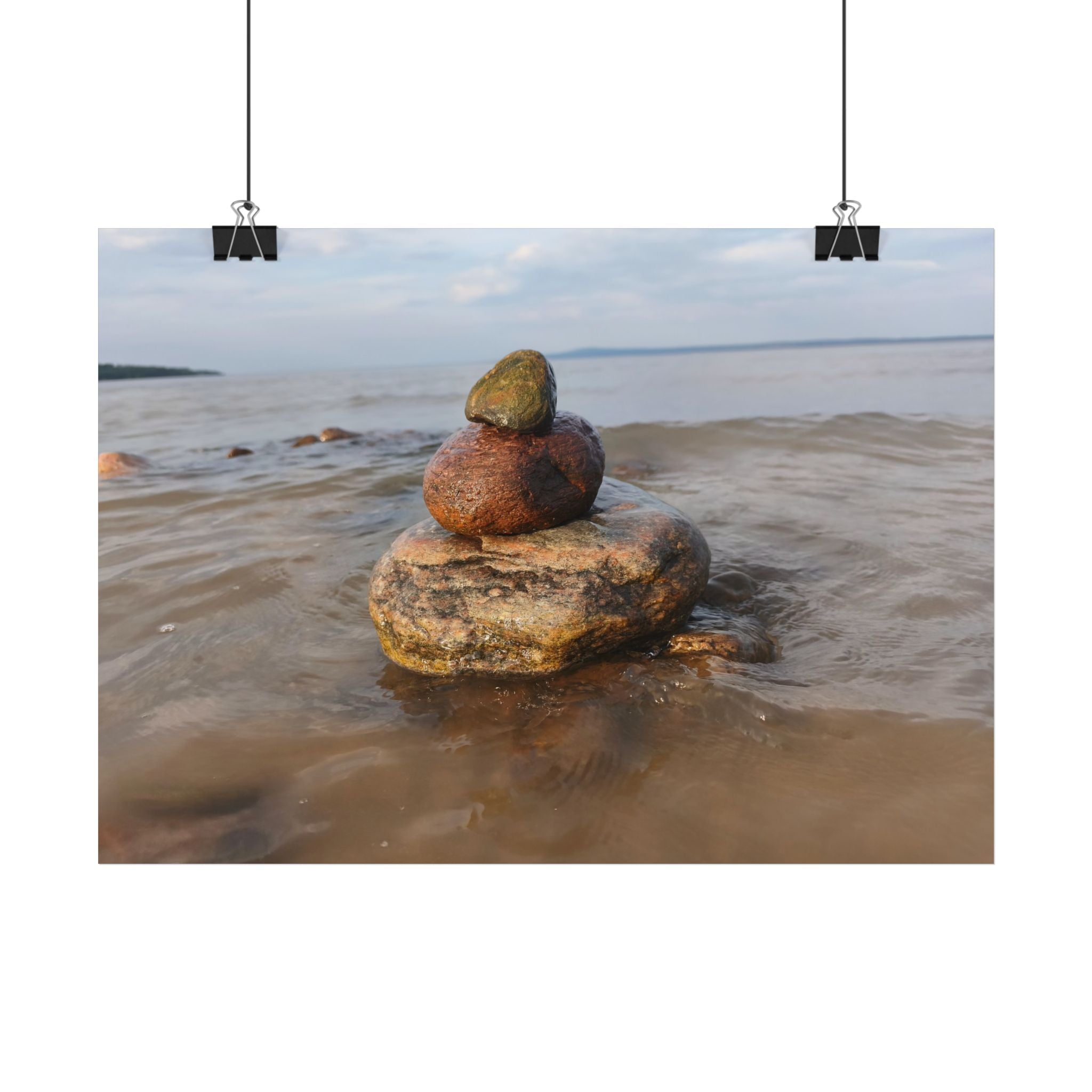 Calm Beach Rock Stack Poster — Serene Seaside Wall Art
