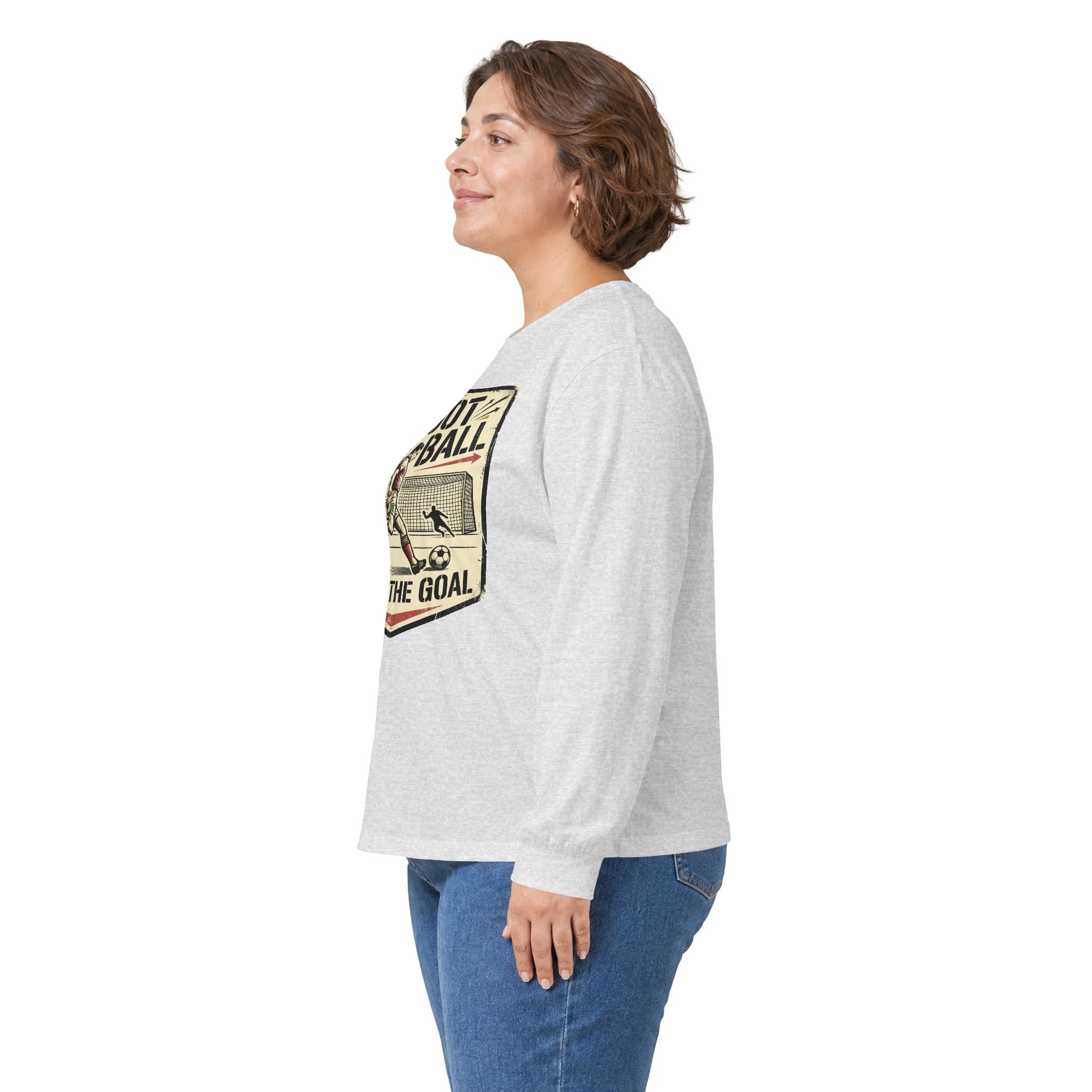 Shoot the Ball Soccer Long Sleeve Tee — Make the Goal Vintage Graphic