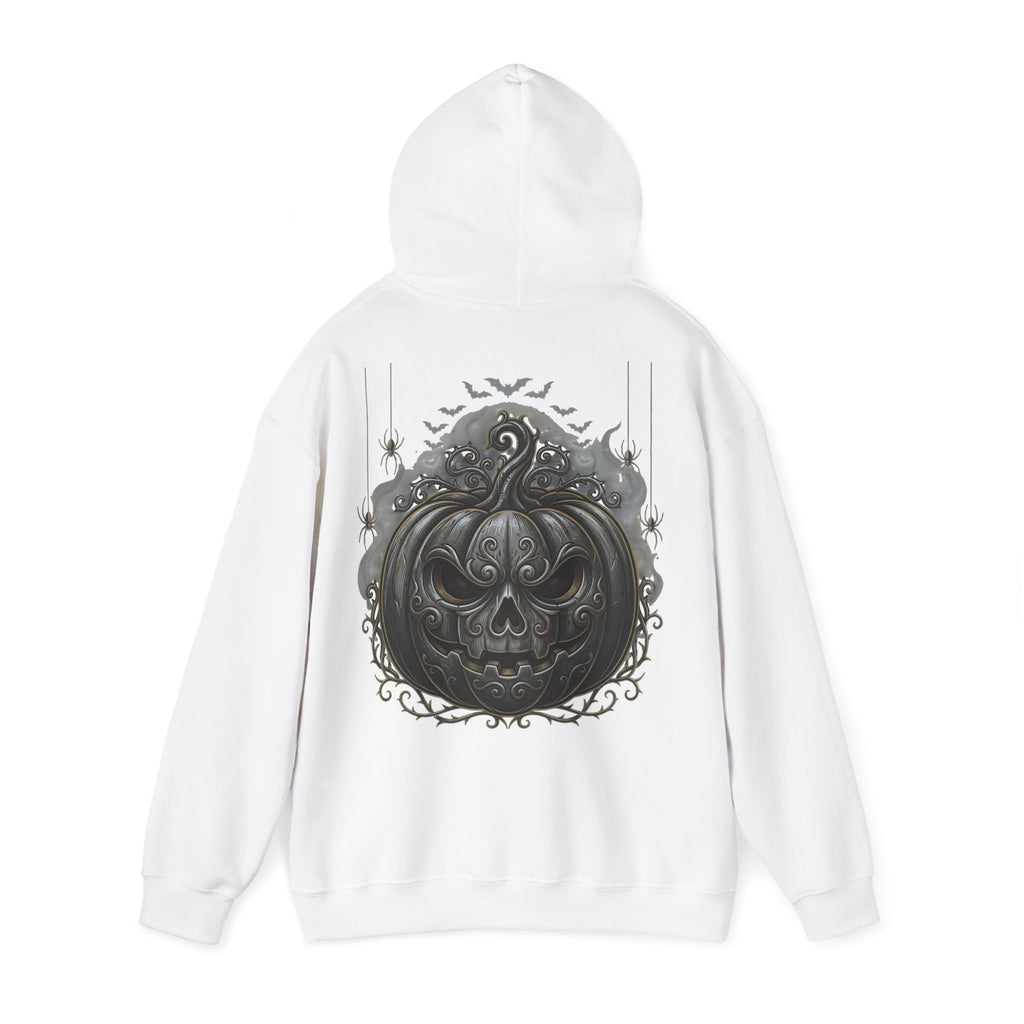 Halloween Gothic Pumpkin Hoodie — Black Ornate Jack-O'-Lantern Back Print