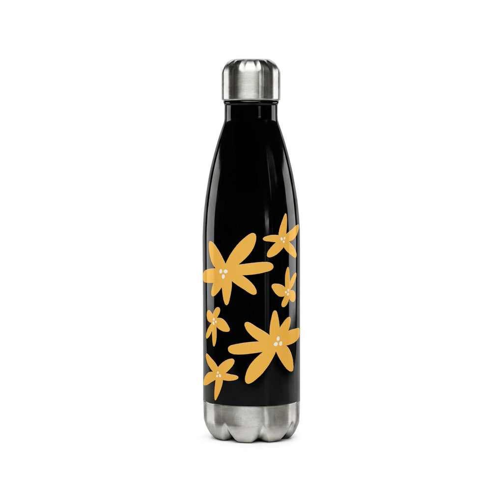 17oz Stainless Steel Water Bottle — White with Yellow Floral Daisies