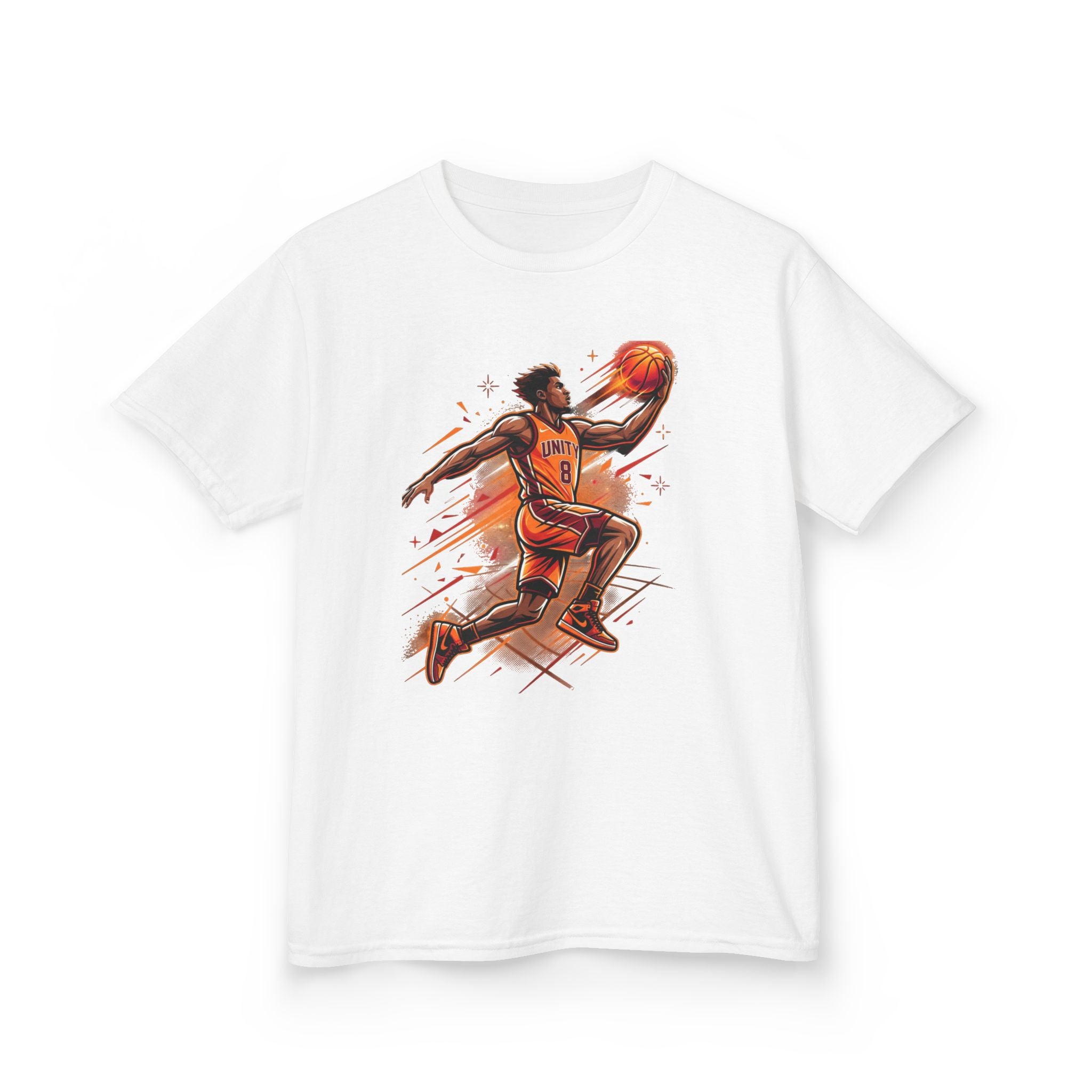 Kids Basketball Player Tee – Slam Dunk Illustration Kids T‑Shirt
