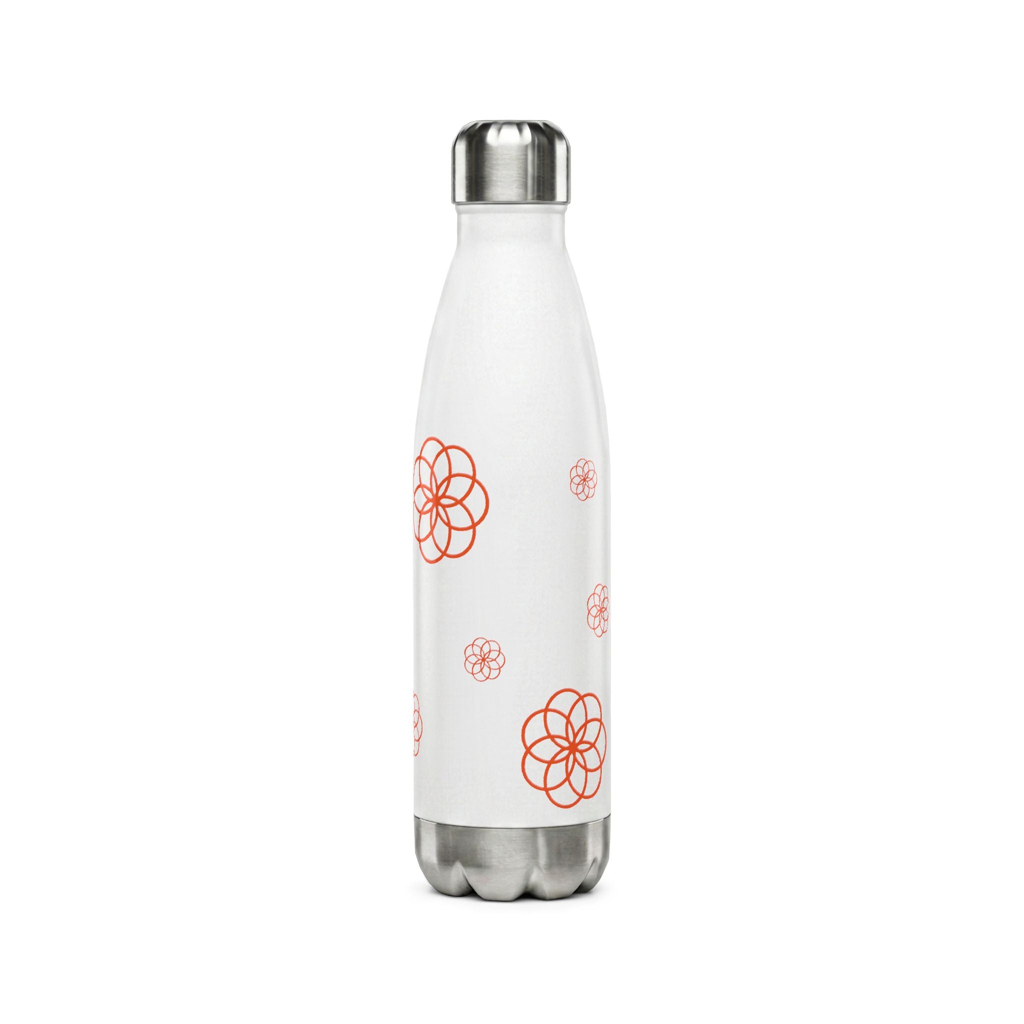 17oz Stainless Steel Water Bottle — Minimal Floral Geometry (Insulated)