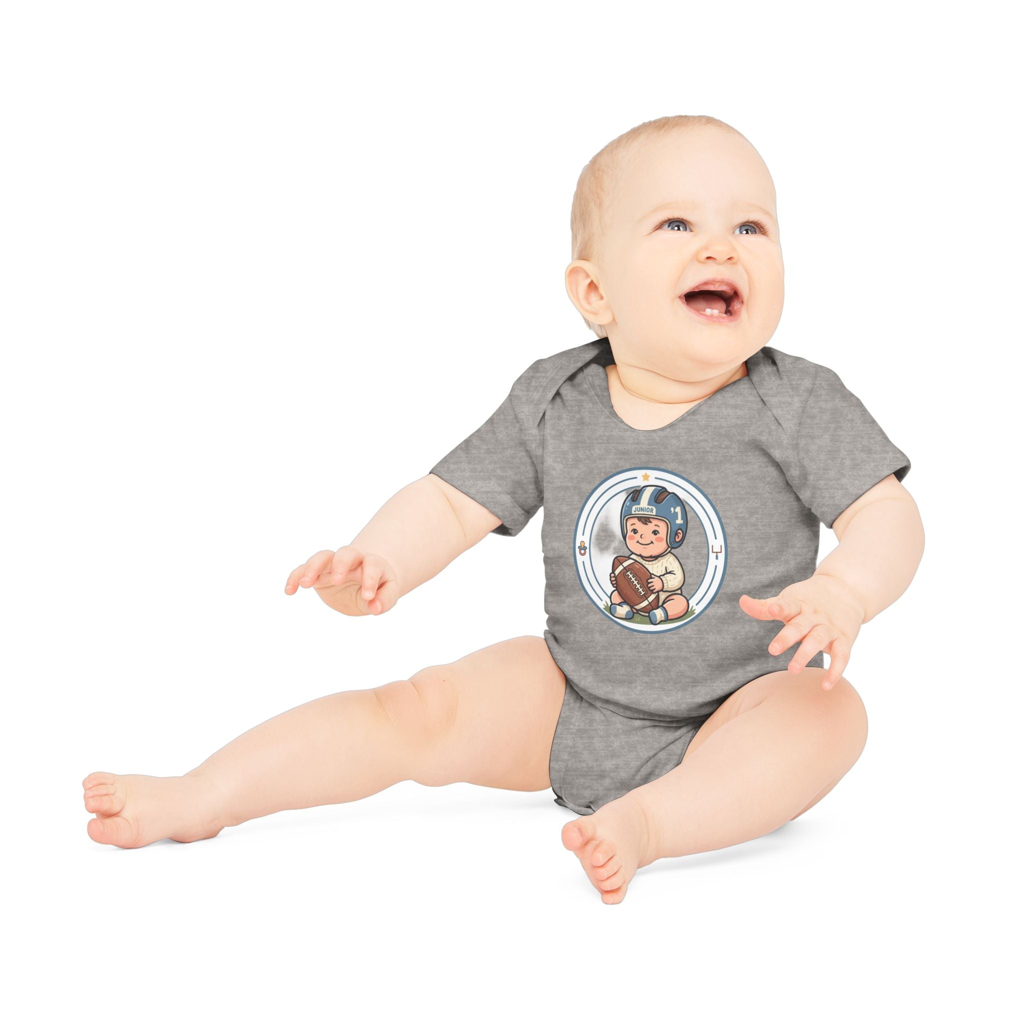 Baby Bodysuit — Cute Retro Football Baby Onesie (Helmet & Ball)