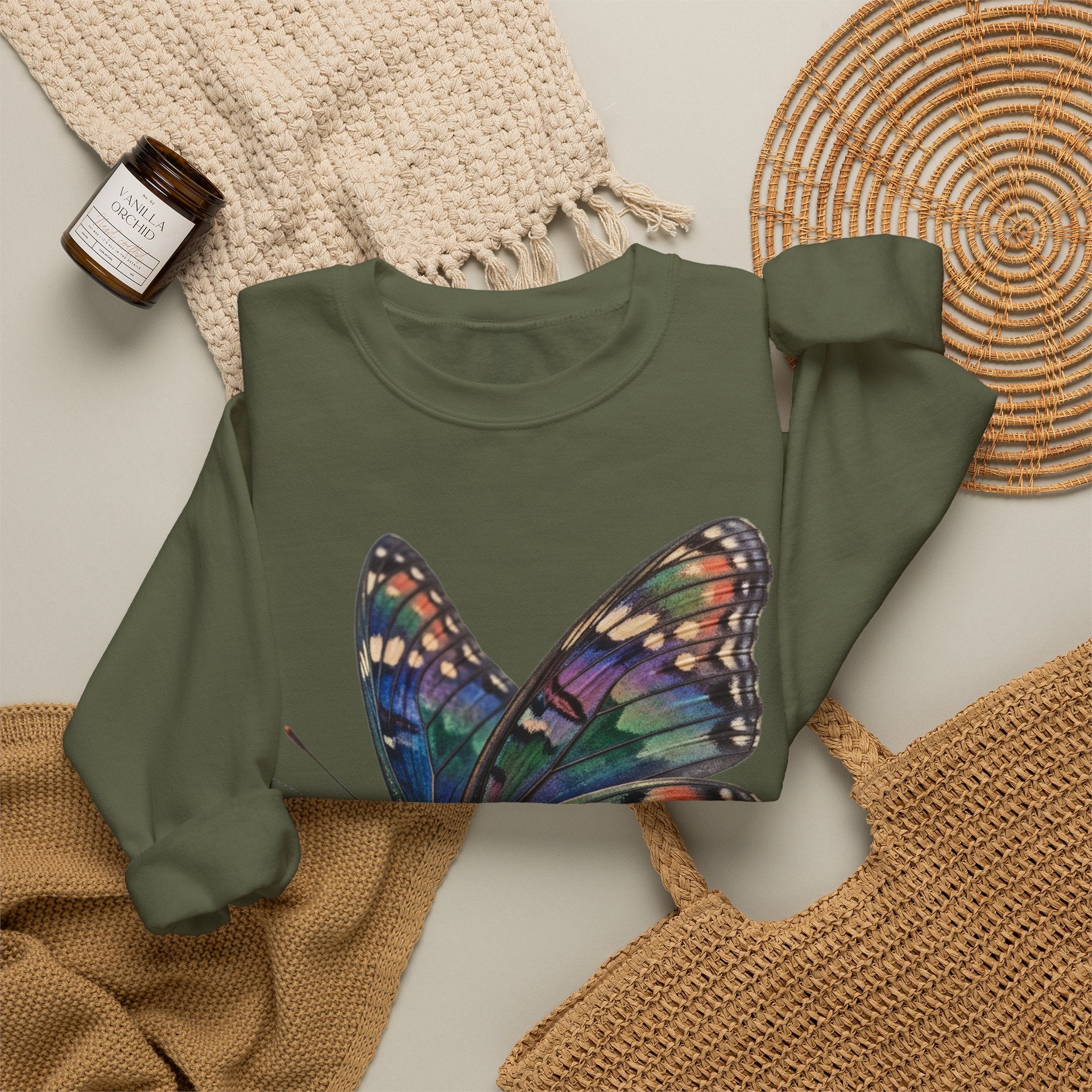 Butterfly Graphic Sweatshirt – Colorful Prism Wings Crewneck