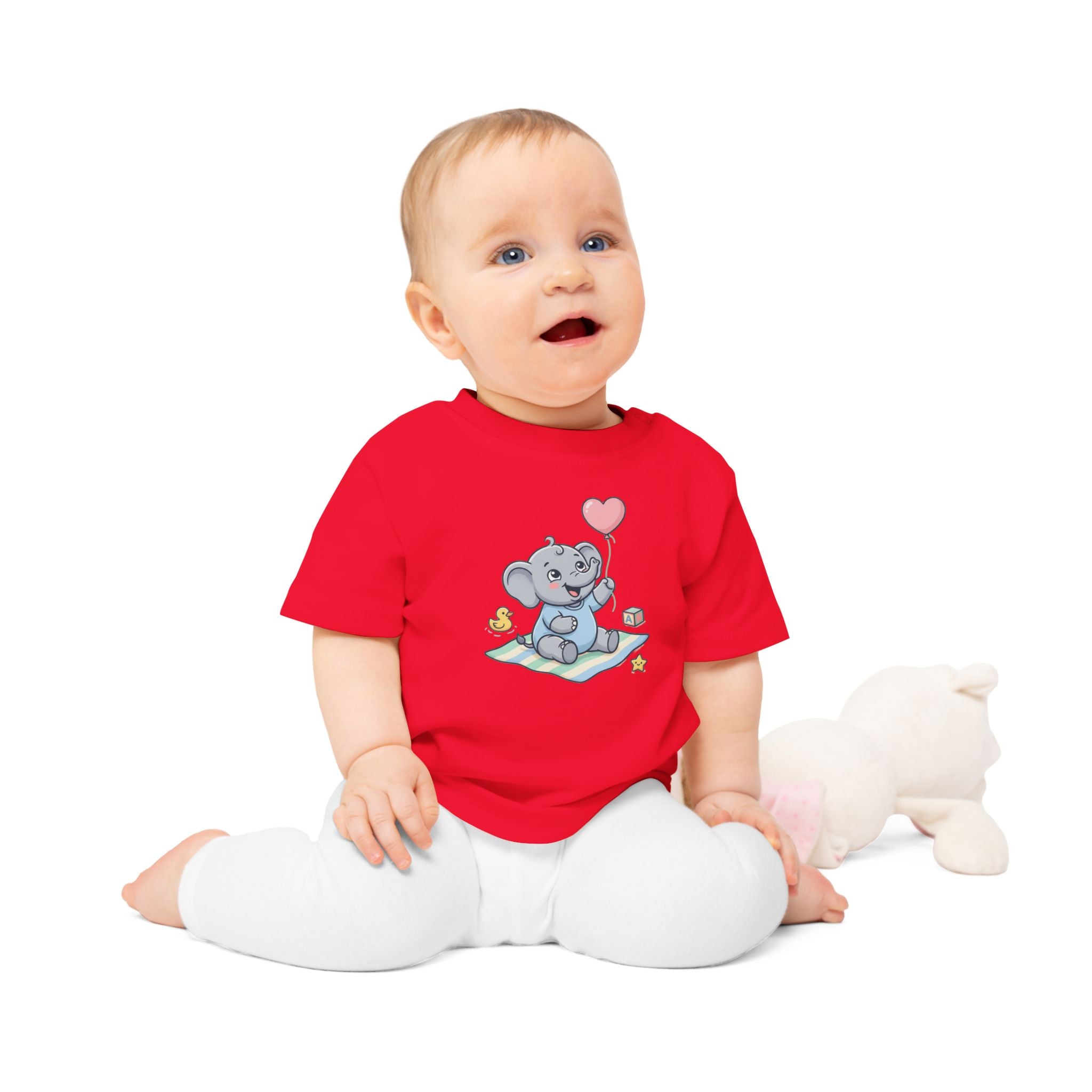 Cute Elephant Baby Tee — Heart Balloon Nursery Shirt for Newborns & Baby Showers