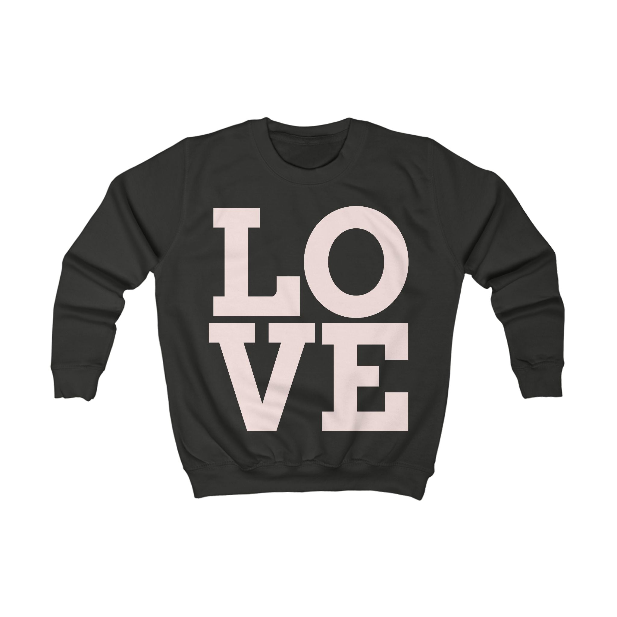Kids Sweatshirt "LOVE" Bold Pastel Graphic – Cozy Grey Pullover for Girls & Boys