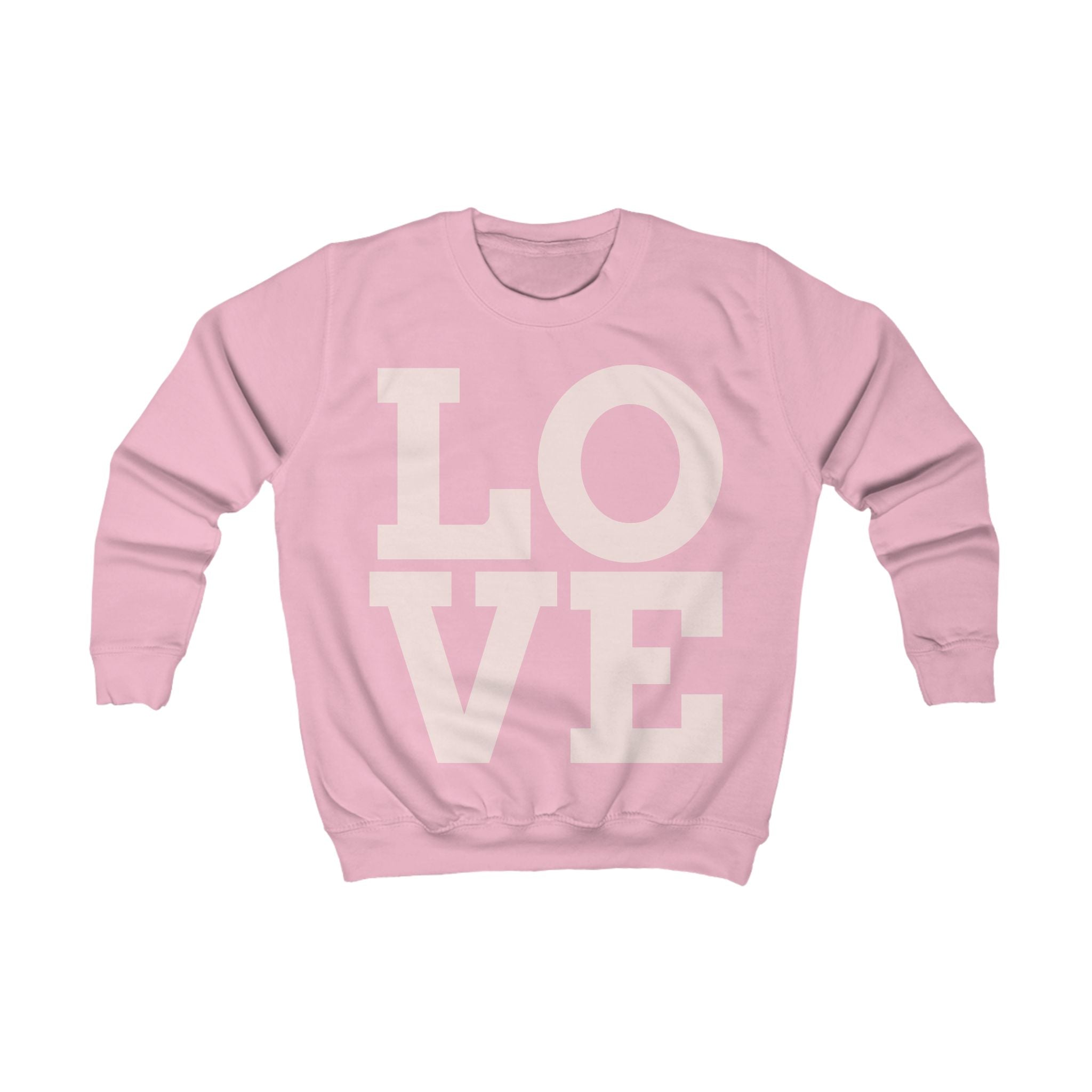 Kids Sweatshirt "LOVE" Bold Pastel Graphic – Cozy Grey Pullover for Girls & Boys