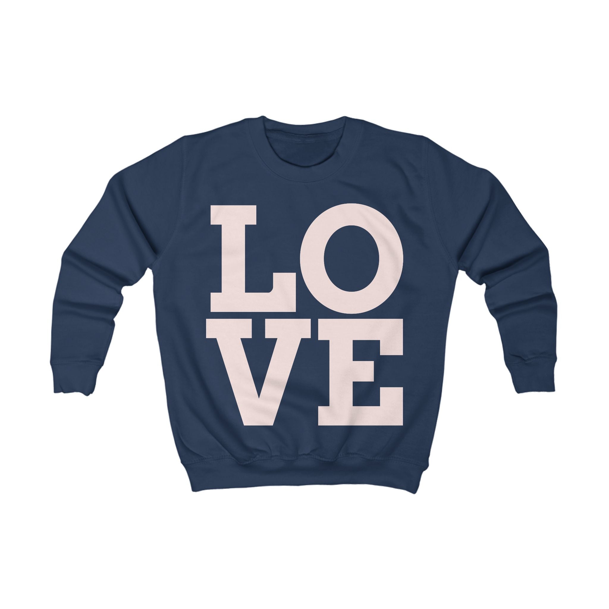Kids Sweatshirt "LOVE" Bold Pastel Graphic – Cozy Grey Pullover for Girls & Boys