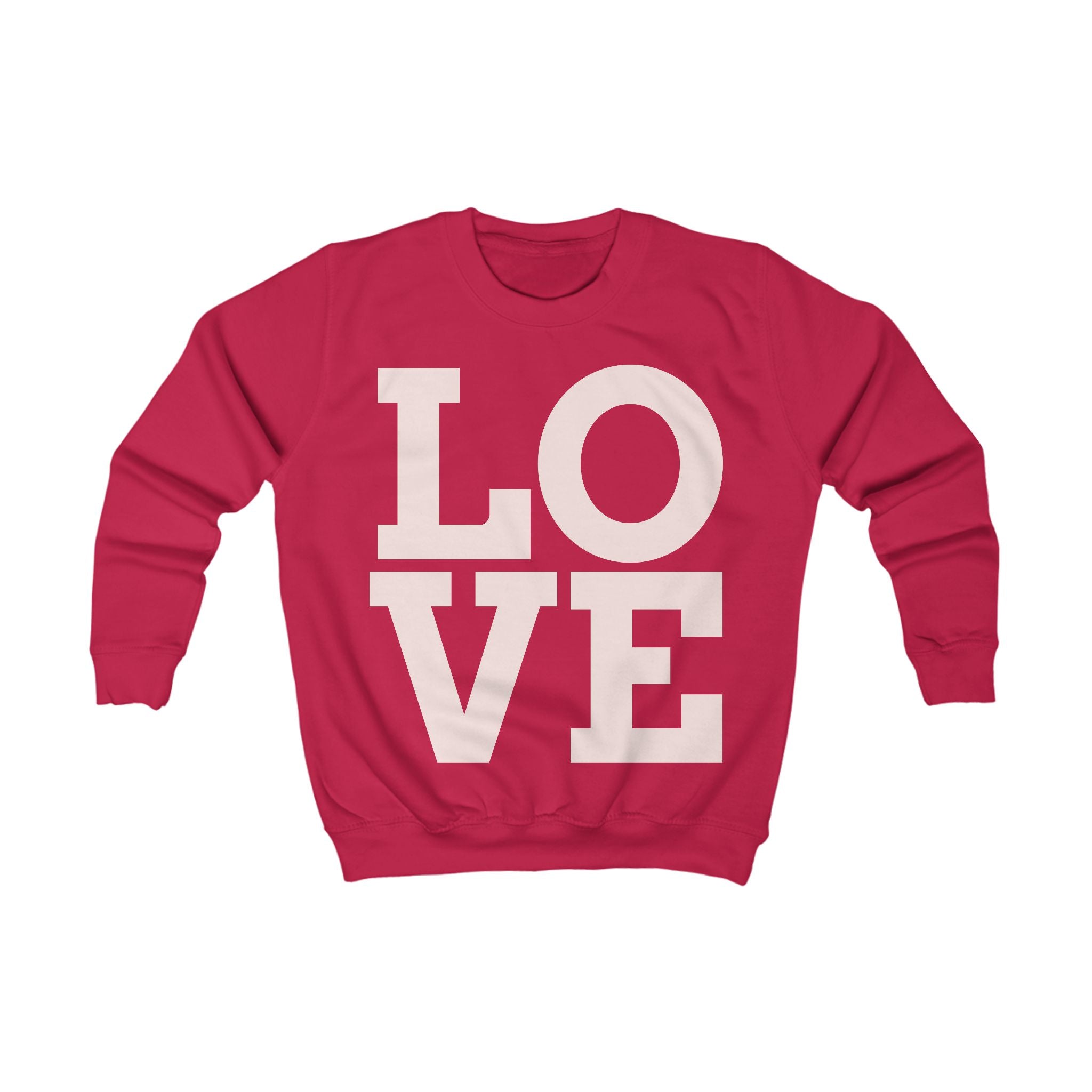 Kids Sweatshirt "LOVE" Bold Pastel Graphic – Cozy Grey Pullover for Girls & Boys