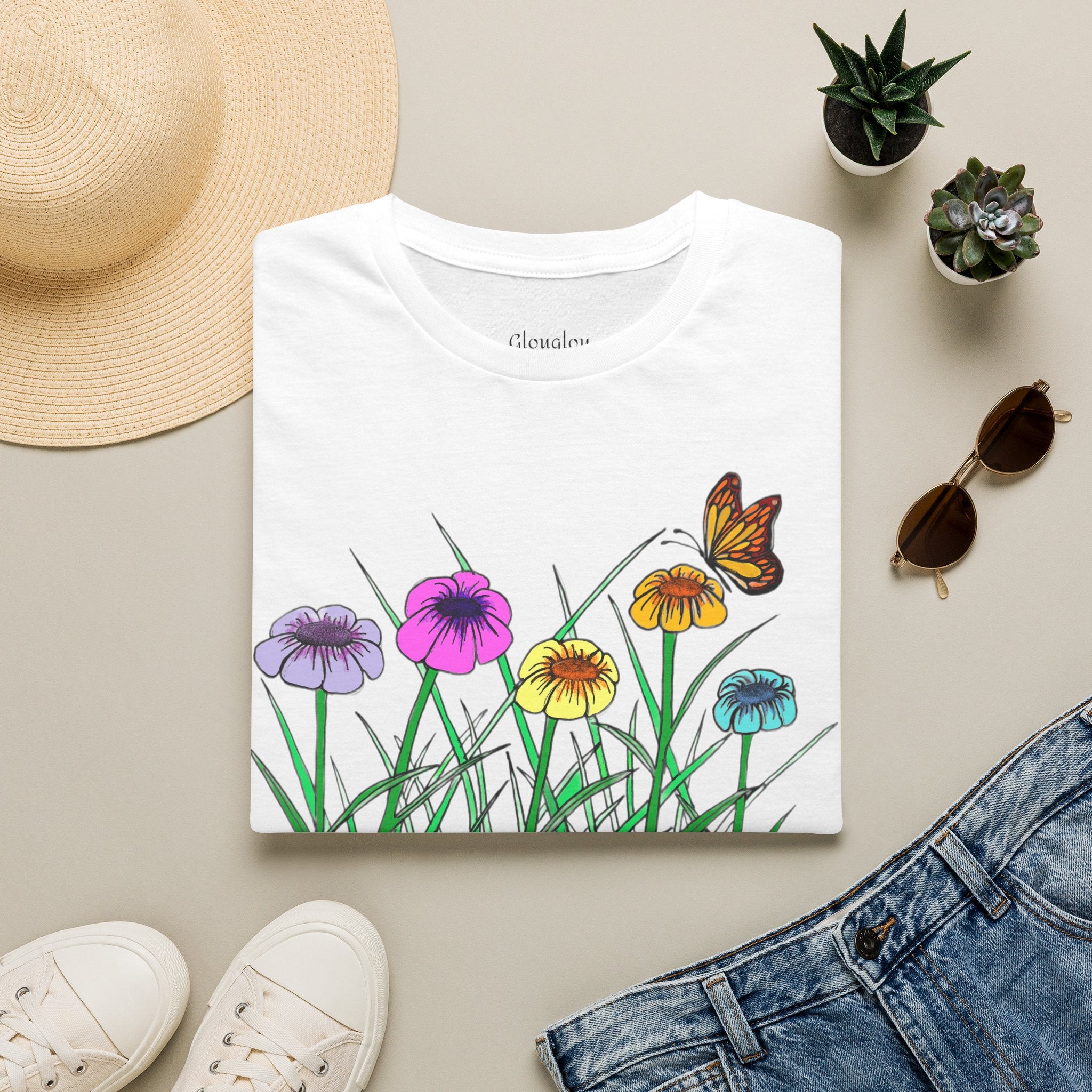Floral Butterfly Garden T-Shirt — Colorful Wildflower Tee