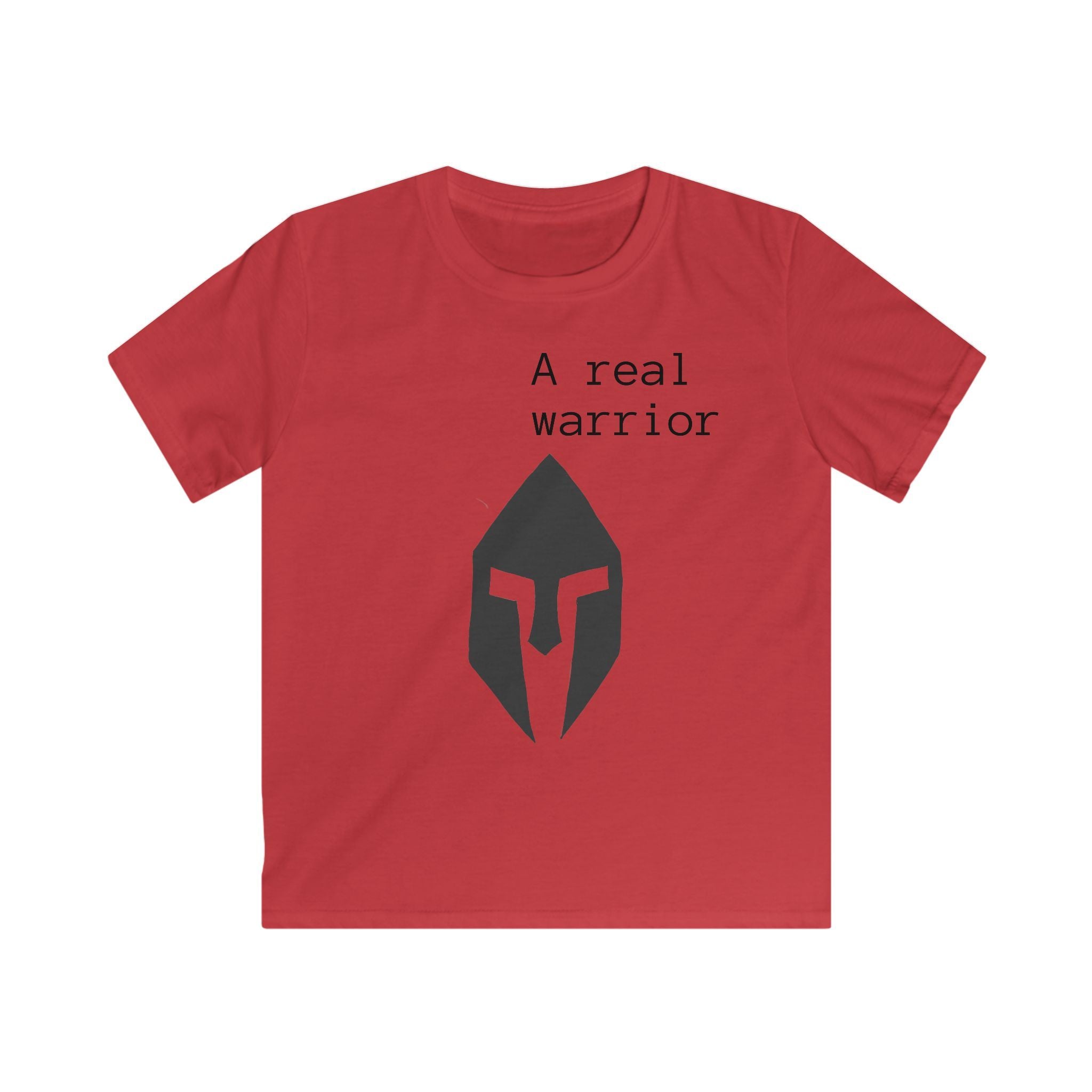 Kids Tee — "A Real Warrior" Spartan Helmet Graphic