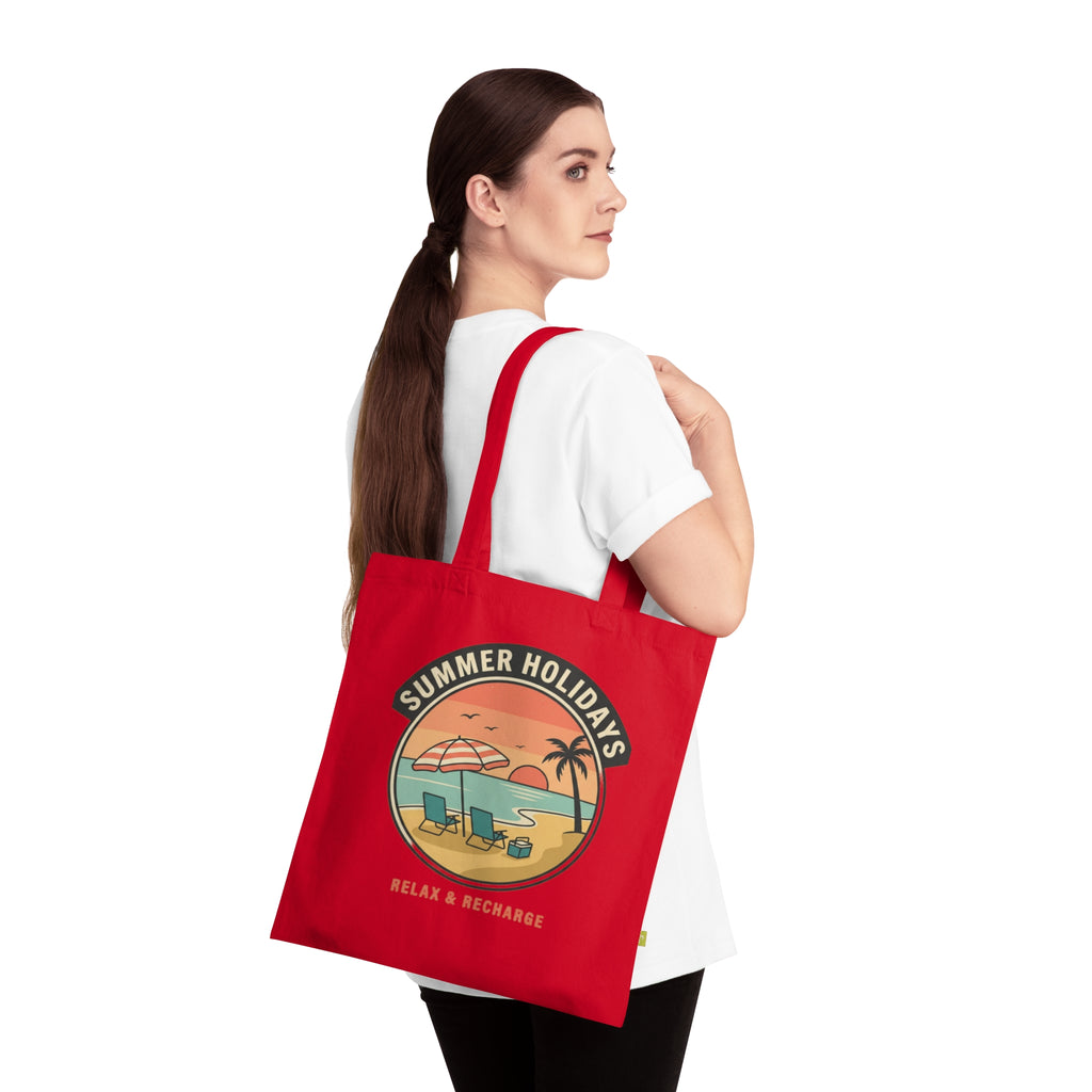 Tote Bag — Summer Holidays Beach Design “Relax & Recharge” Organic Cotton Tote