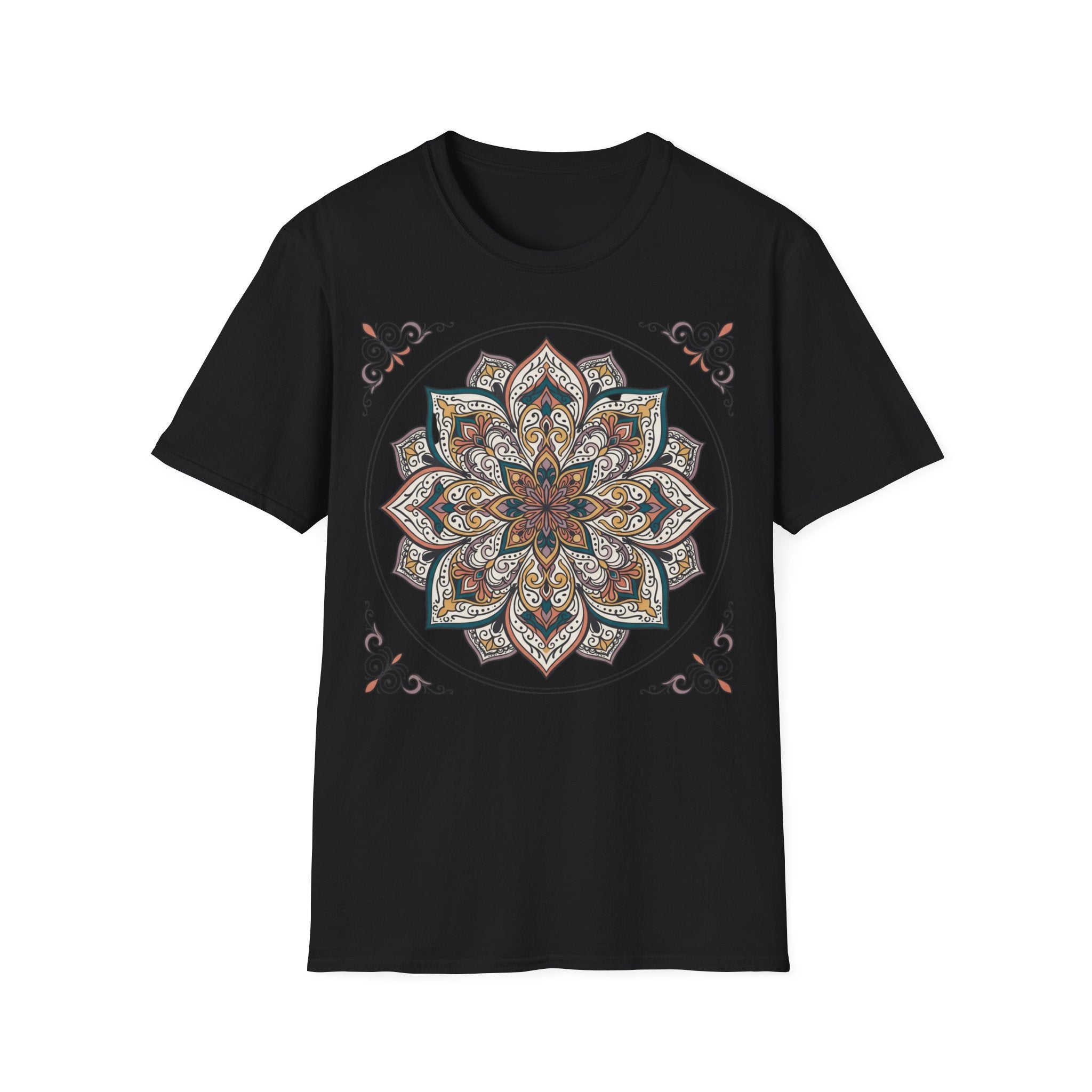Mandala Floral T-Shirt — Boho Lotus Graphic Tee for Women & Men