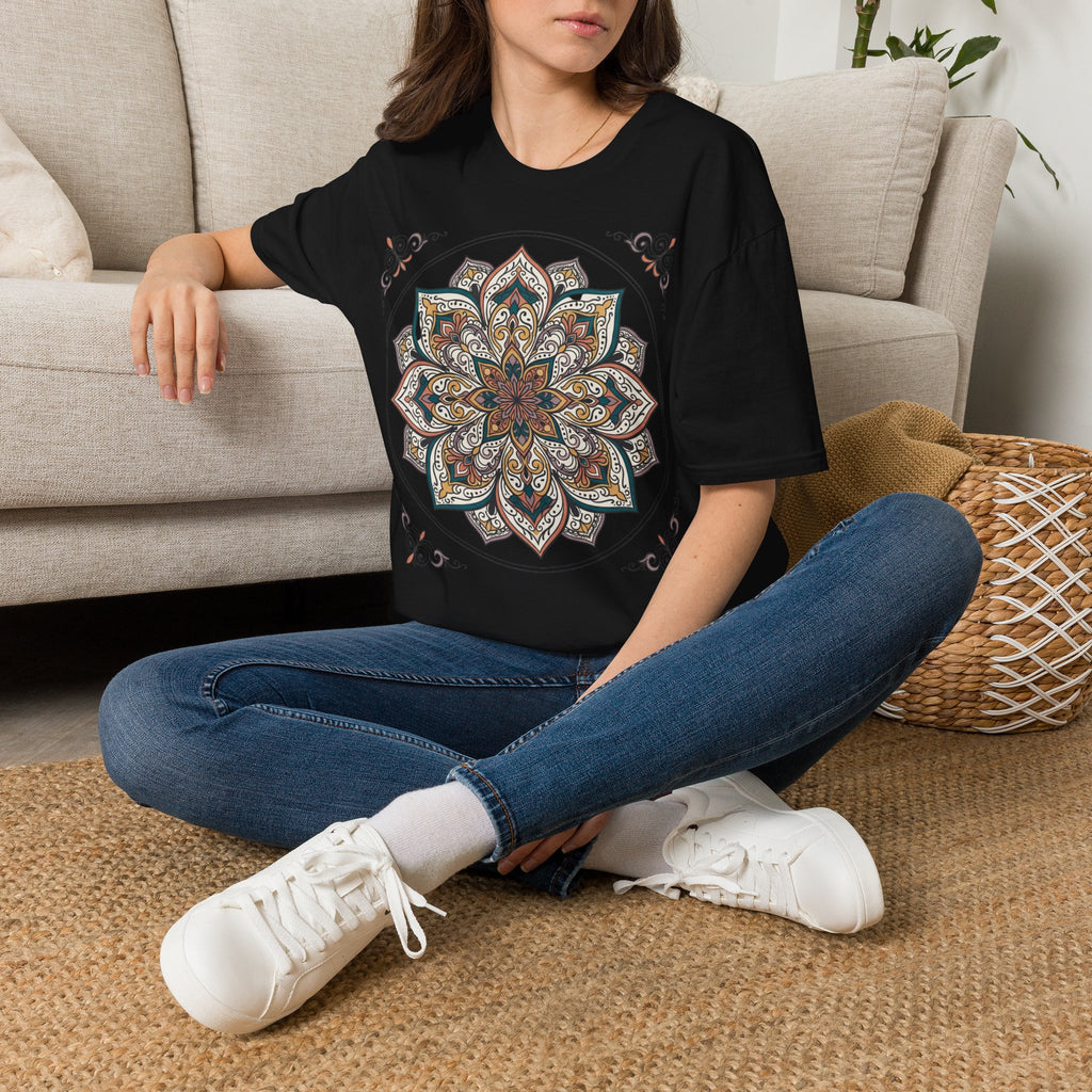 Mandala Floral T-Shirt — Boho Lotus Graphic Tee for Women & Men