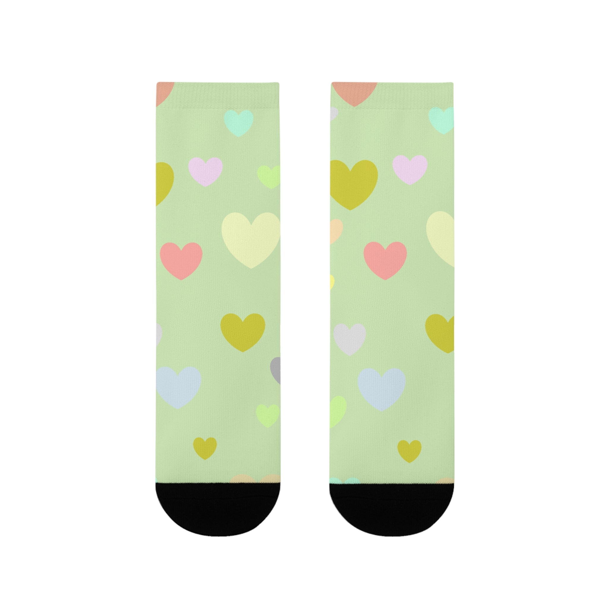 Pastel Heart Crew Socks — Cute Sublimation Socks for Women & Teens