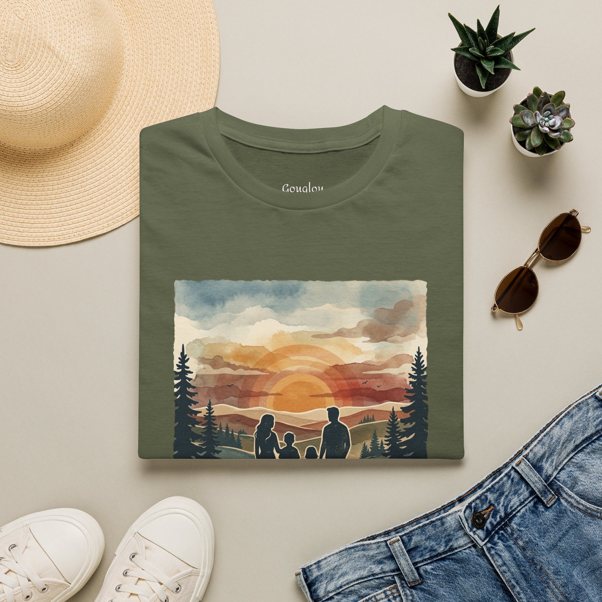 Family Sunset T‑Shirt — Silhouette Camping Sunset Graphic Tee