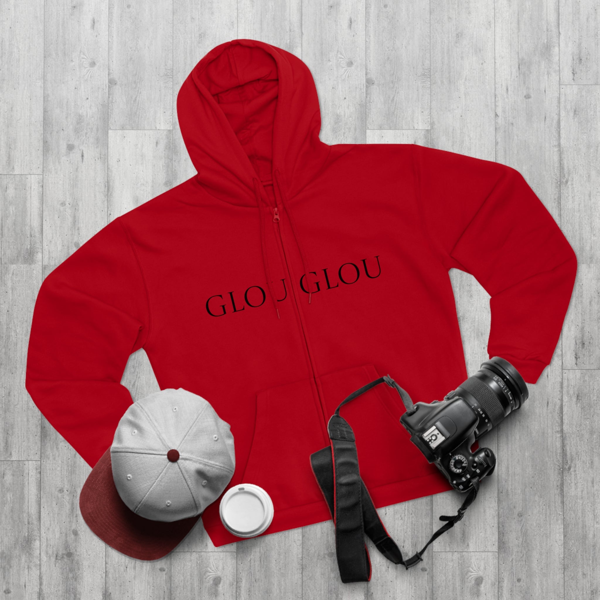 GLOU GLOU Hoodie | Zip Pullover Sweatshirt, Minimal Text Design