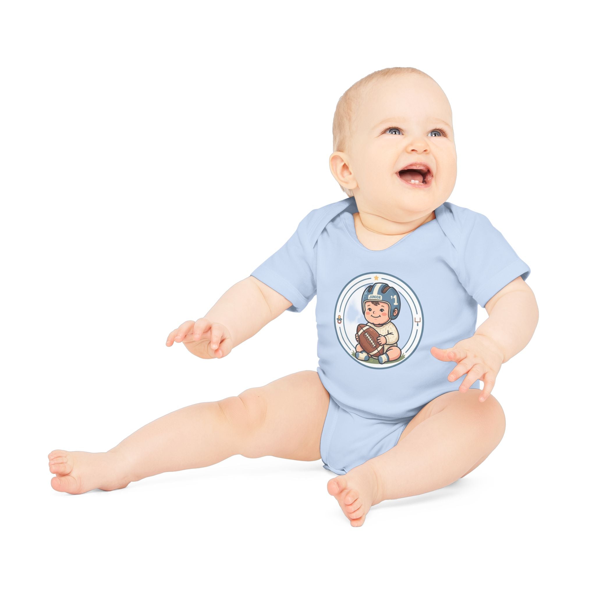 Baby Bodysuit — Cute Retro Football Baby Onesie (Helmet & Ball)