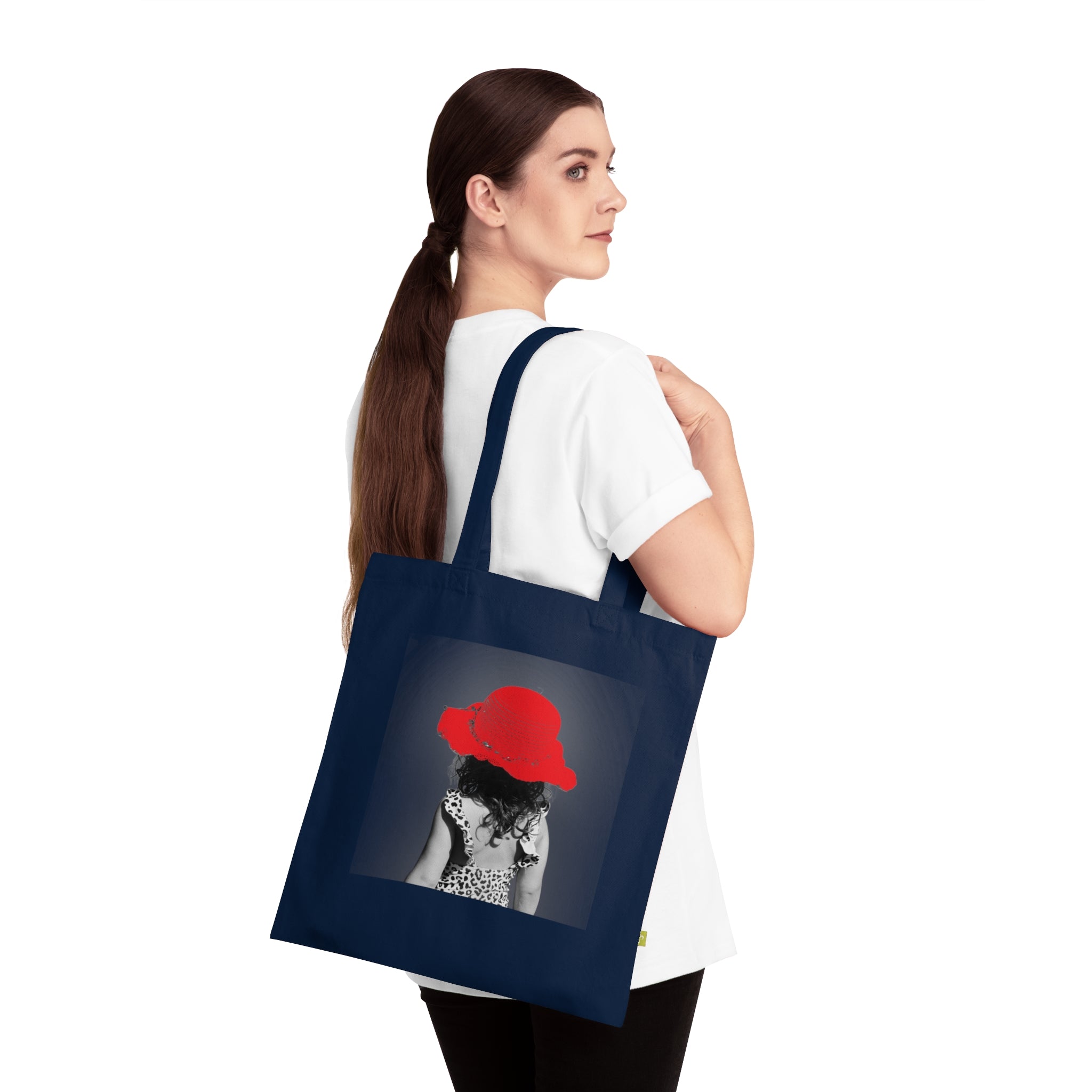 Red Hat Girl Photo Tote — Organic Cotton Beach & Market Bag