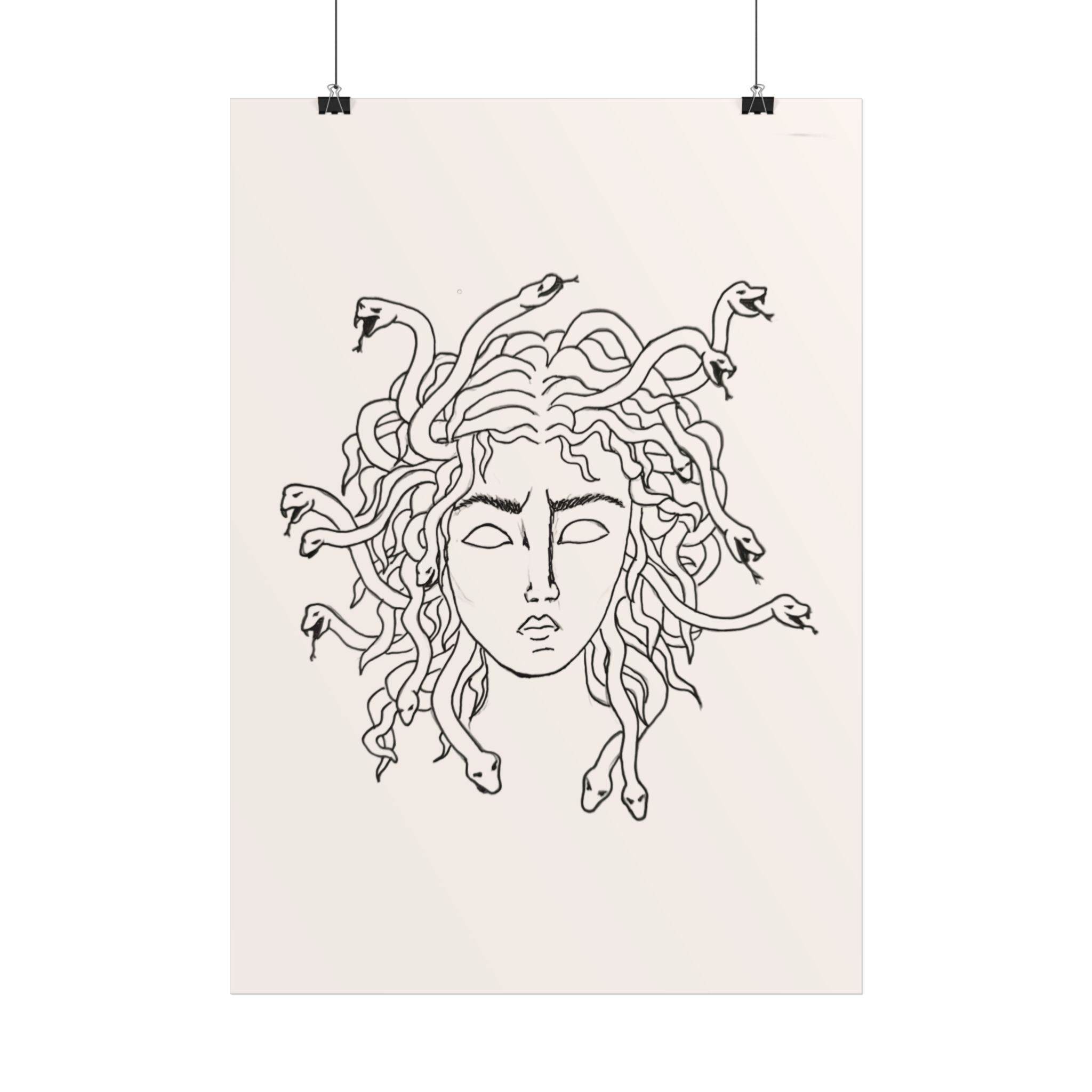 Medusa Line Art Poster — Minimal Mythological Wall Art