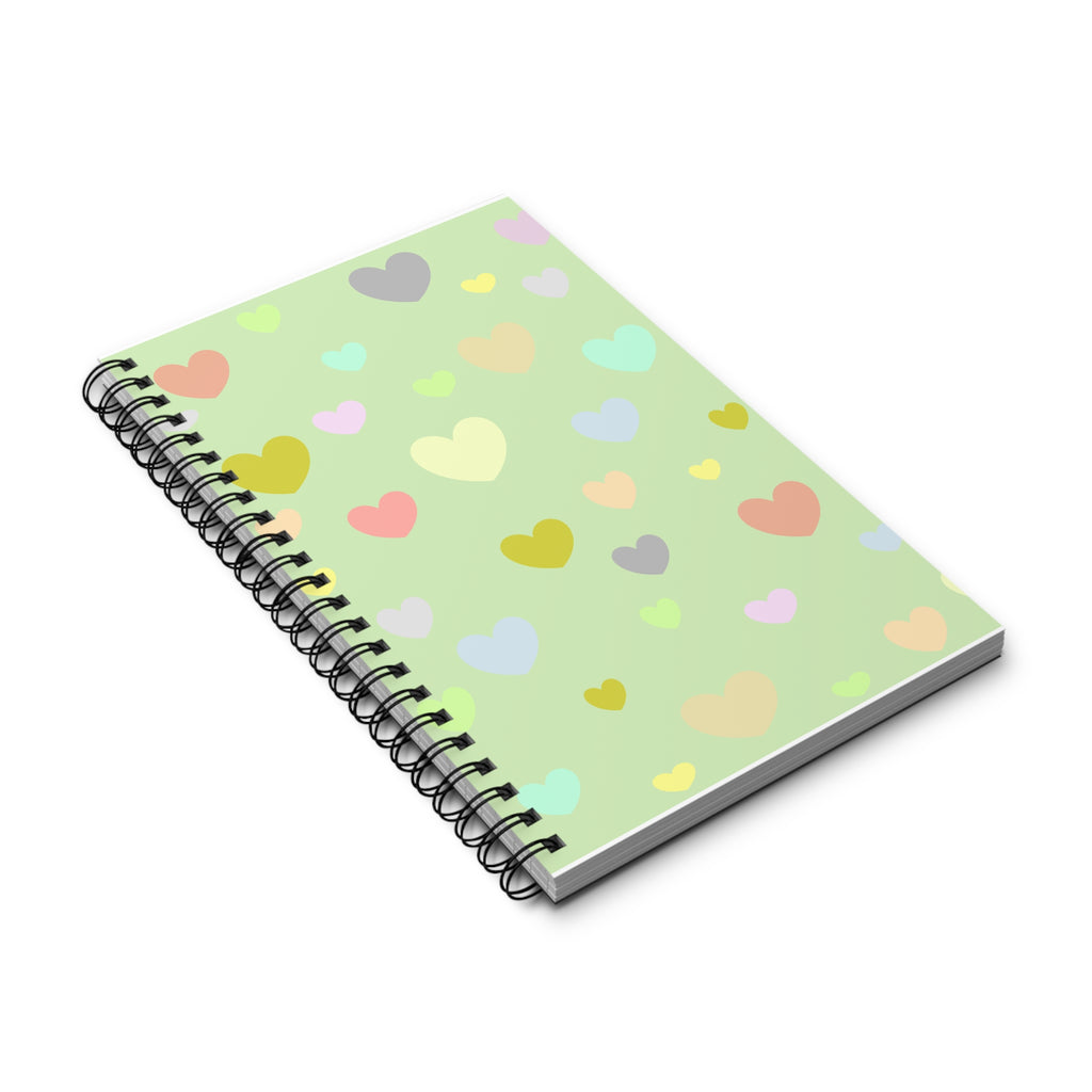 Pastel Heart Spiral Journal — Cute Green Notebook for Notes & Gratitude