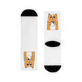 Cute Orange Cat Coffee Socks — Sublimated Crew Socks