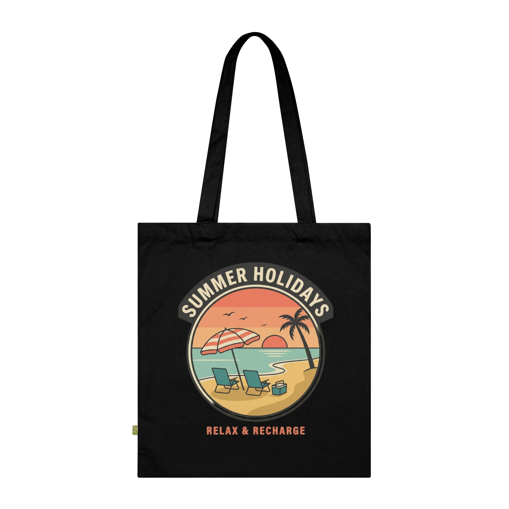 Tote Bag — Summer Holidays Beach Design “Relax & Recharge” Organic Cotton Tote