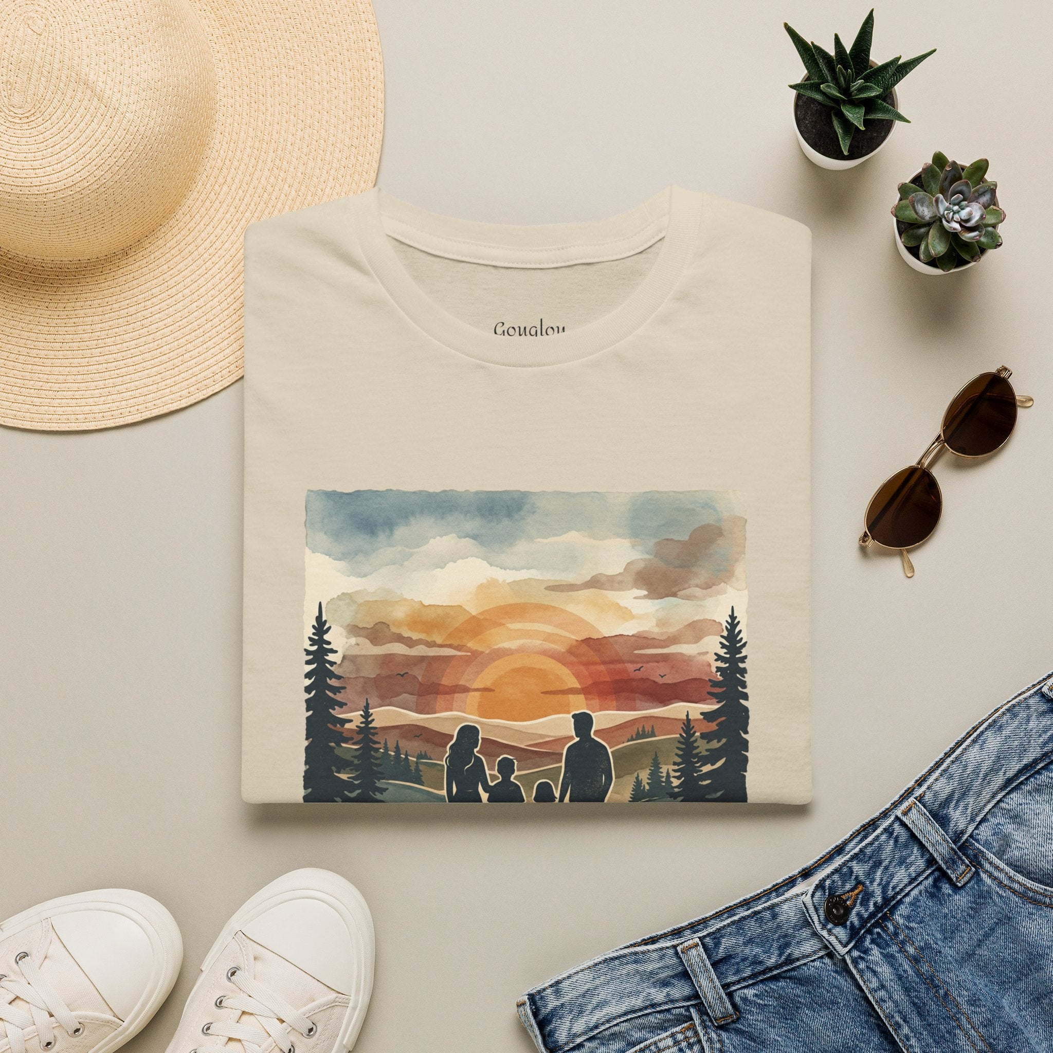 Family Sunset T‑Shirt — Silhouette Camping Sunset Graphic Tee