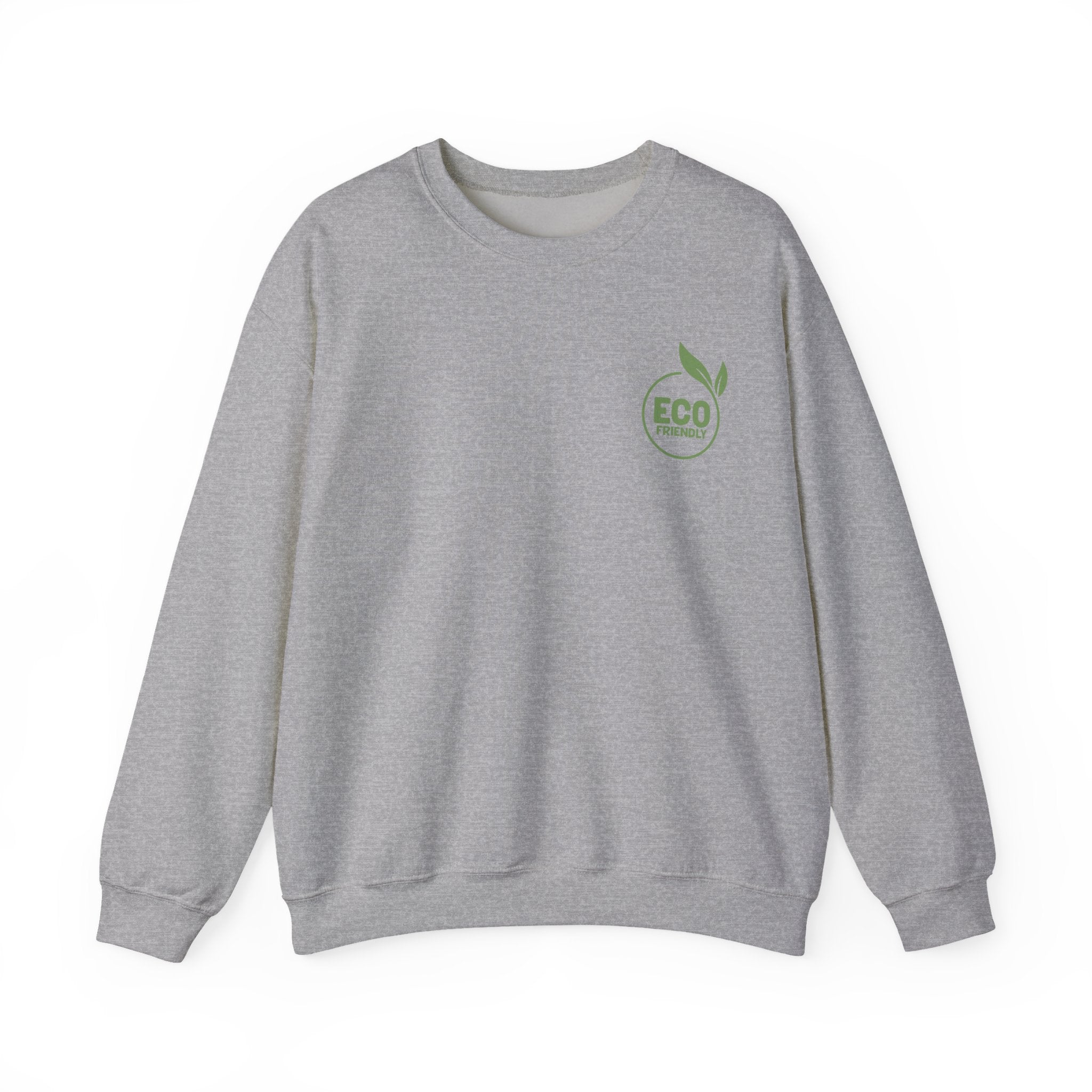 Eco Friendly Crewneck Sweatshirt — Small Green "ECO friendly" Logo