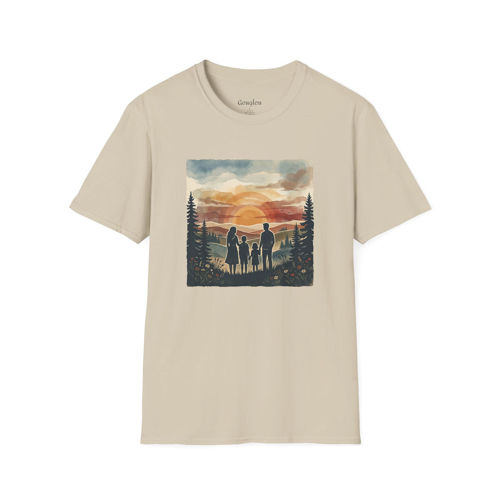 Family Sunset T‑Shirt — Silhouette Camping Sunset Graphic Tee