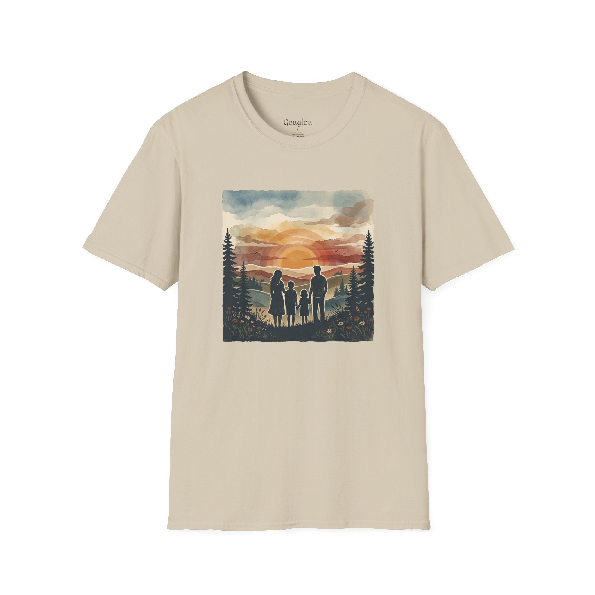 Family Sunset T‑Shirt — Silhouette Camping Sunset Graphic Tee