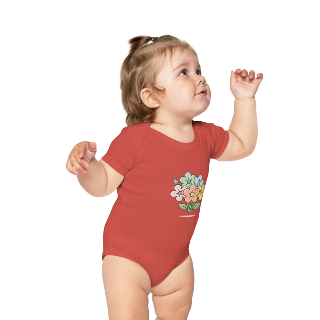 Floral Bouquet Baby Bodysuit — Cute Pastel Flowers Infant Onesie