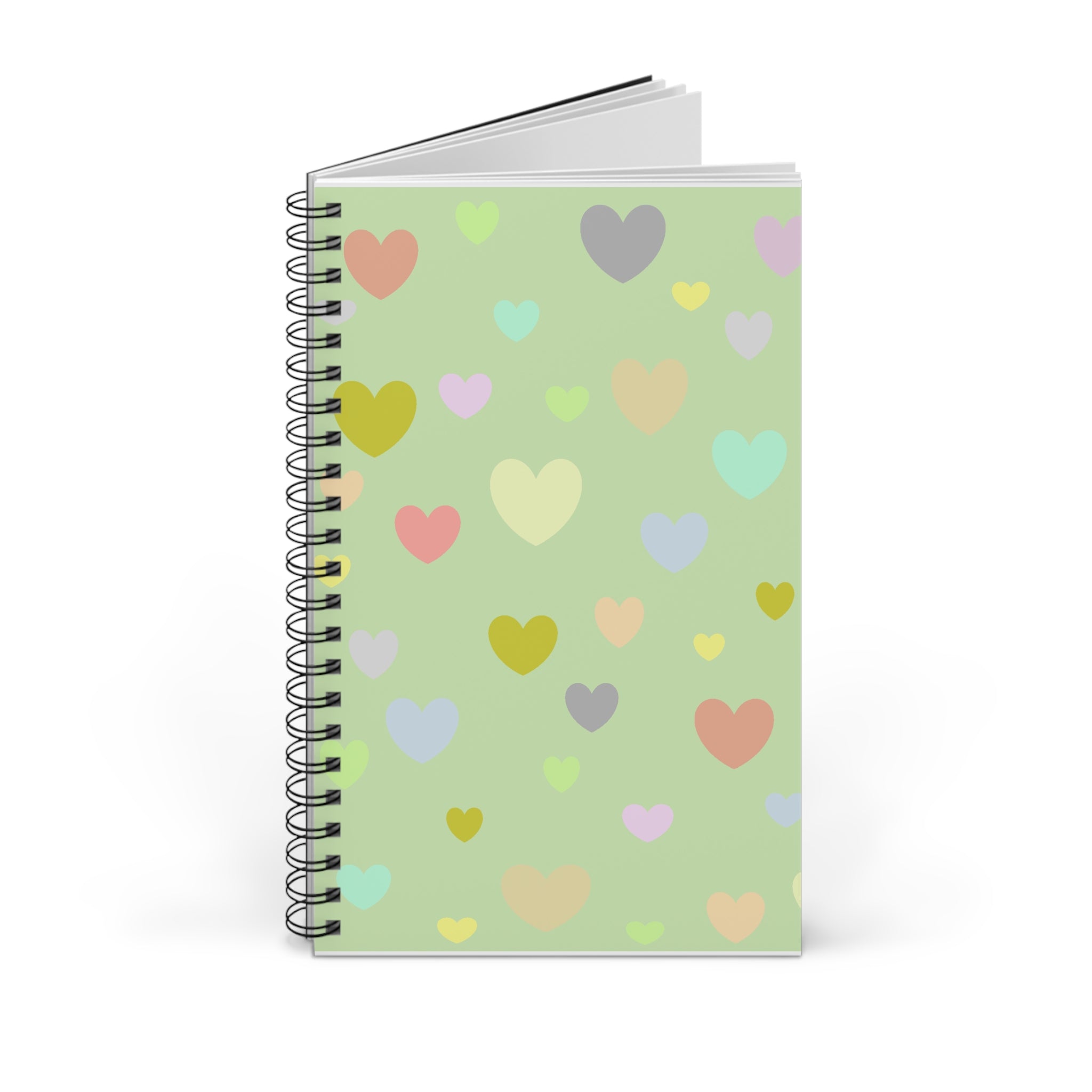 Pastel Heart Spiral Journal — Cute Green Notebook for Notes & Gratitude